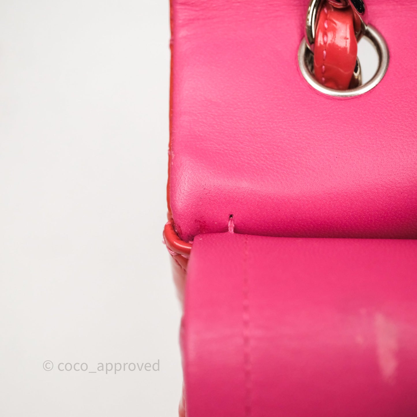 Chanel Jumbo Double Flap Red Orange Patent Silver Hardware⁣⁣