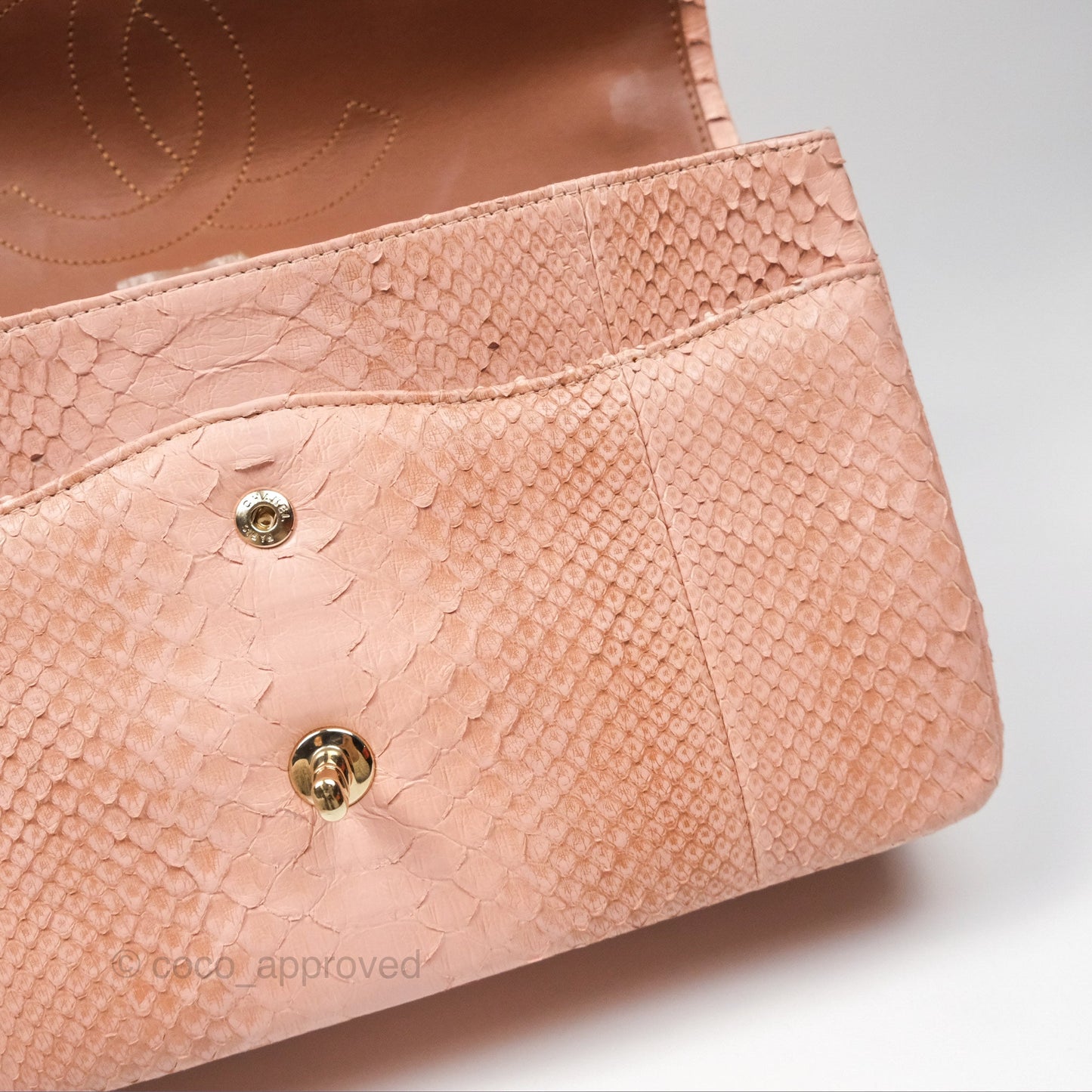 Chanel Jumbo Double Flap Python Pink Gold Hardware