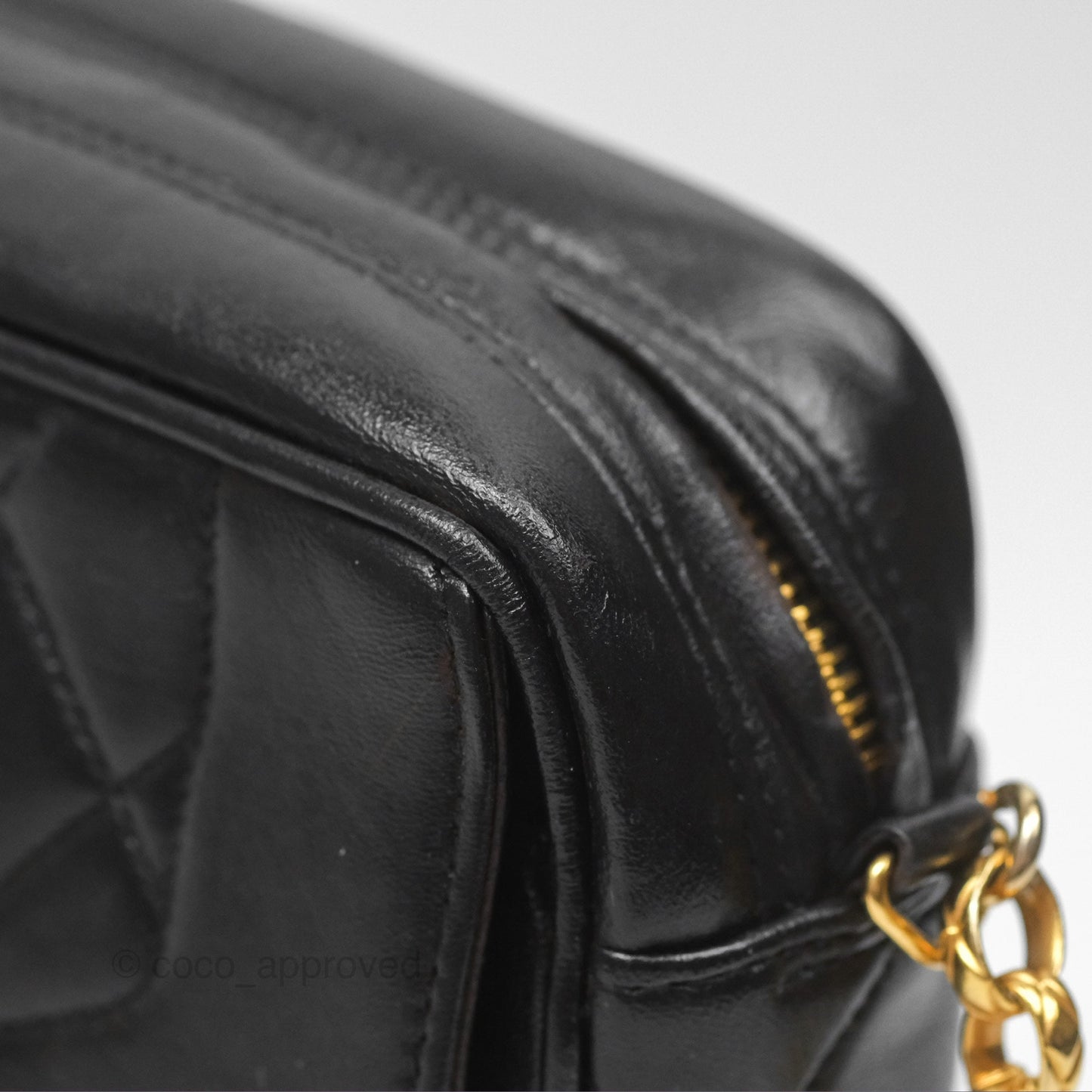 Chanel Vintage Diana Fringe Camera Bag Black Lambskin 24K Gold Hardware