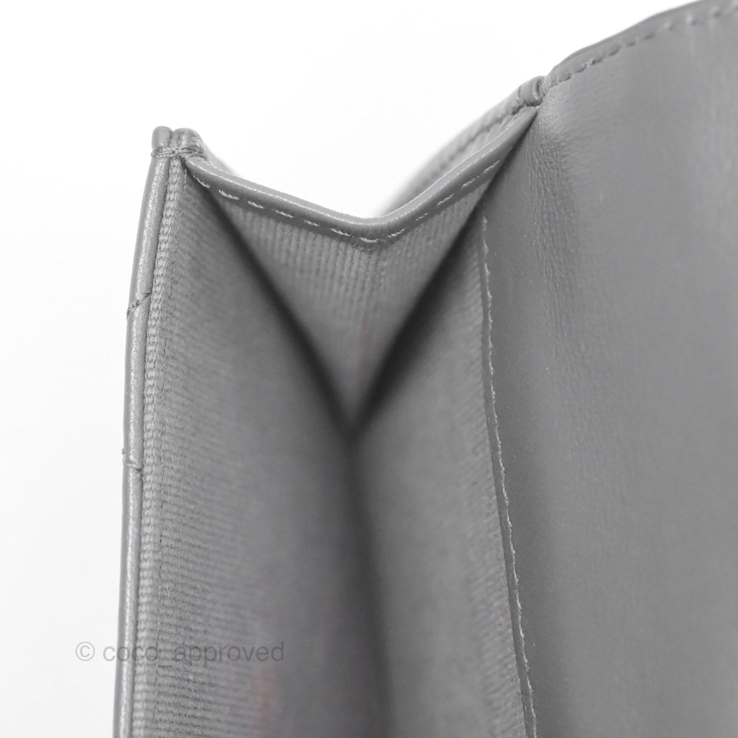 Chanel 19 Grey Short Trifold Wallet Lambskin Silver Hardware