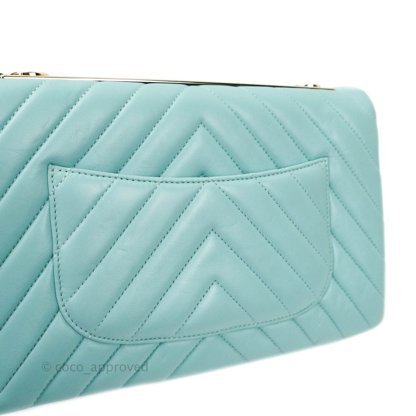 Chanel Trendy CC Chevron Lambskin Flap Bag Tiffany Blue Gold Hardware