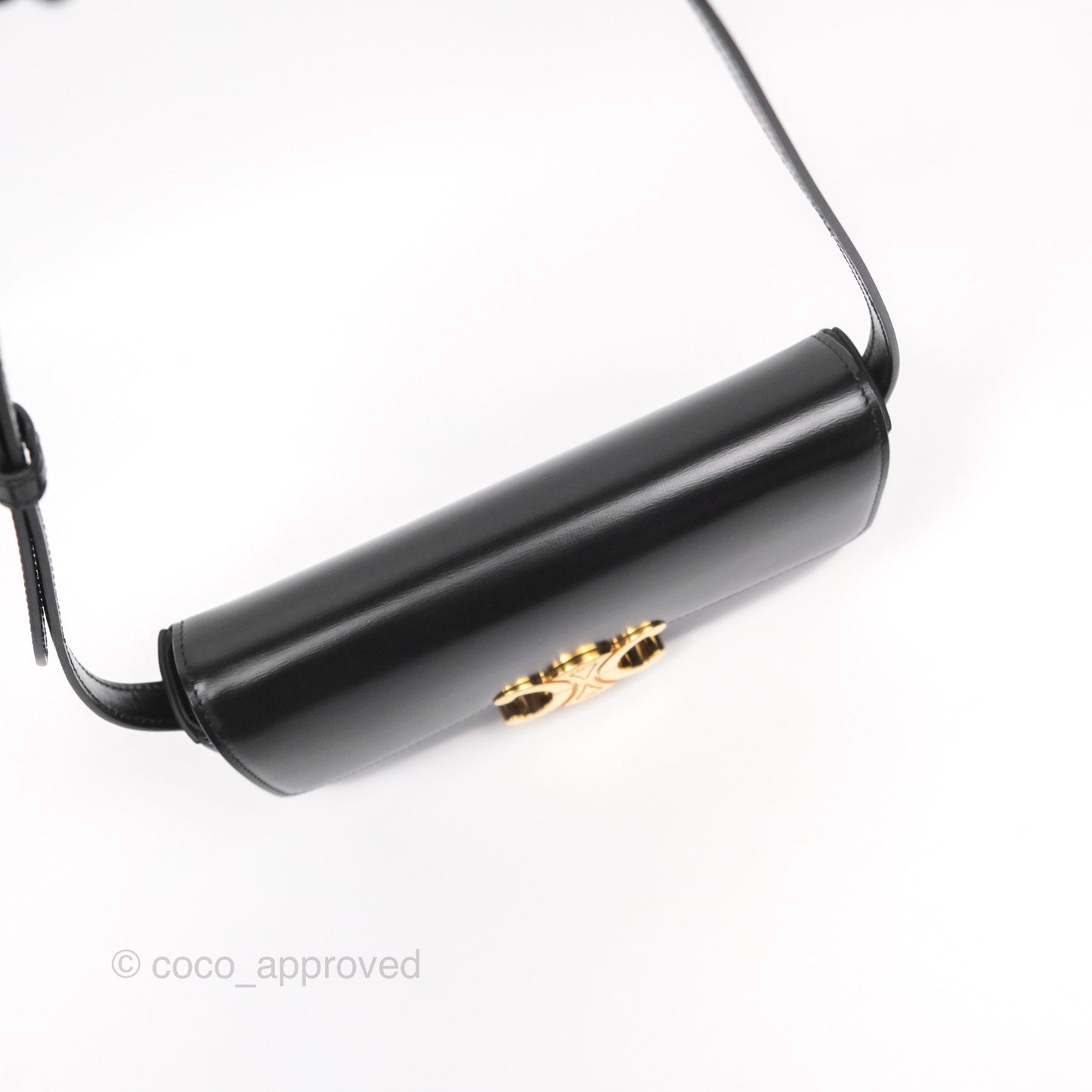 Celine Triomphe Shoulder Bag Black Calfskin