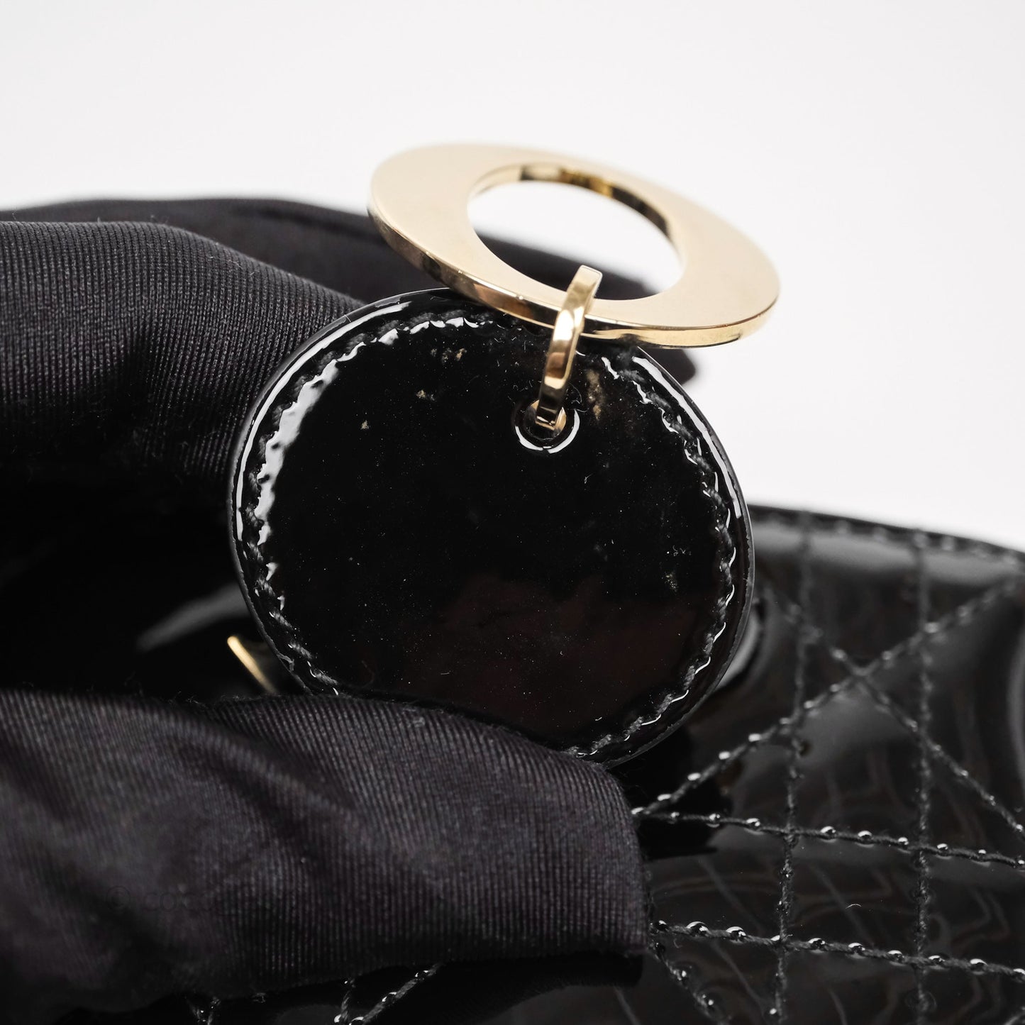 Christian Dior Micro Lady D-Joy Bag Black Patent Cannage Calfskin Gold Hardware
