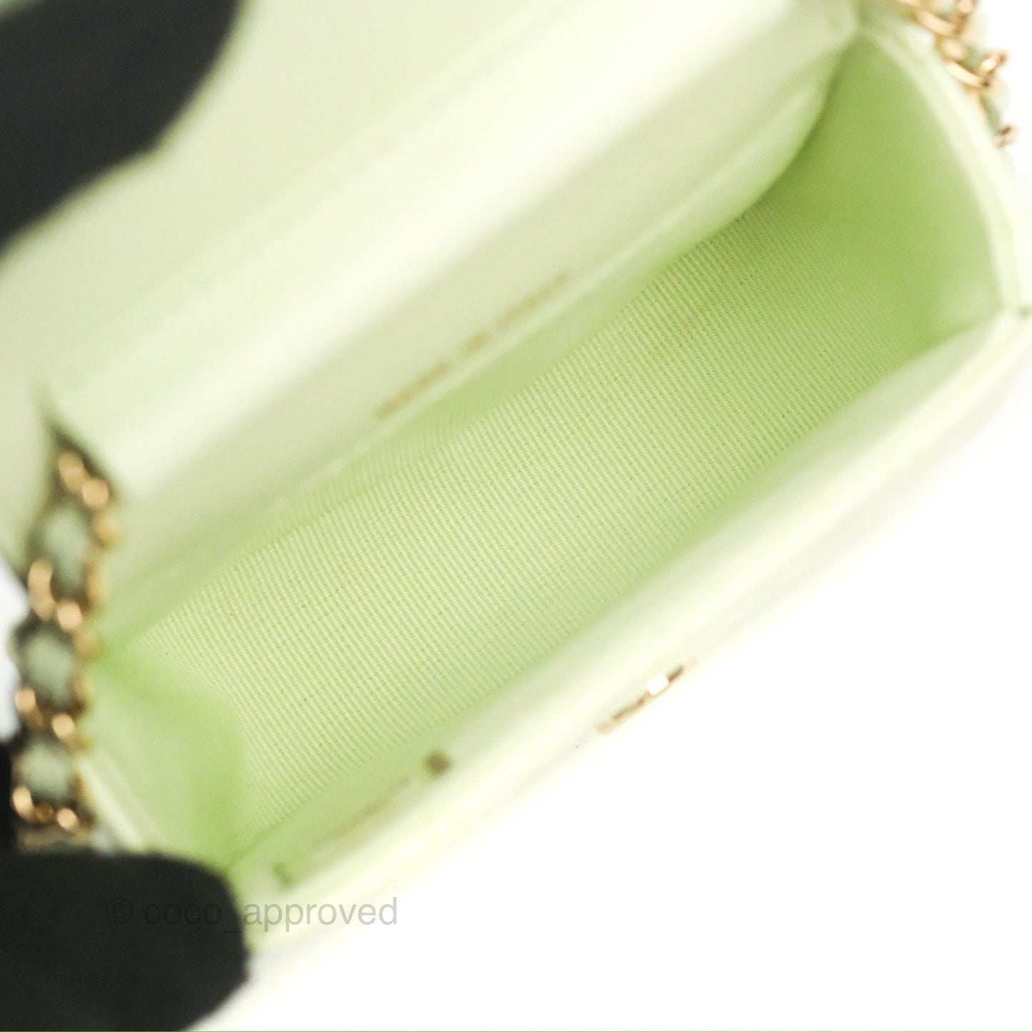 Chanel Mini Clutch With Chain Mint Green Caviar Gold Hardware 22C