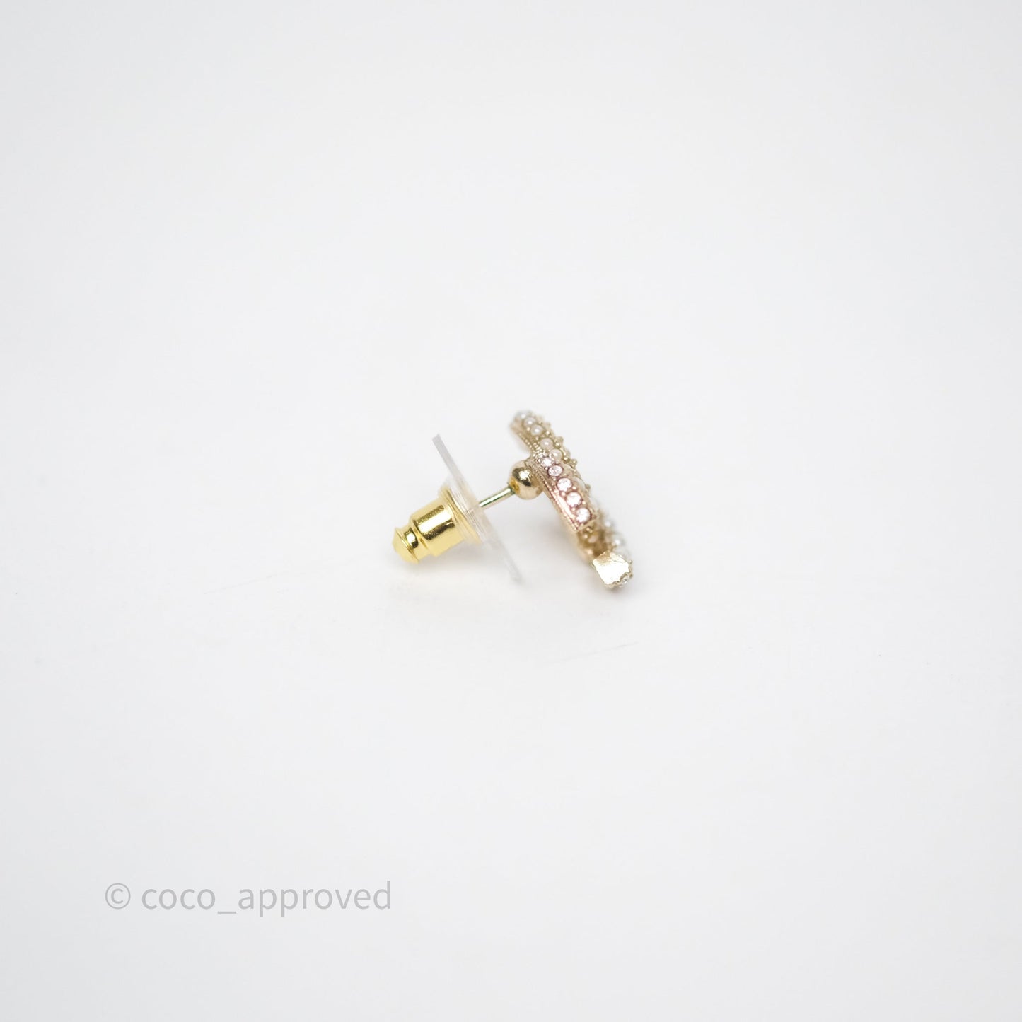 Chanel Crystal Pearl CC Earrings Gold Tone 22B
