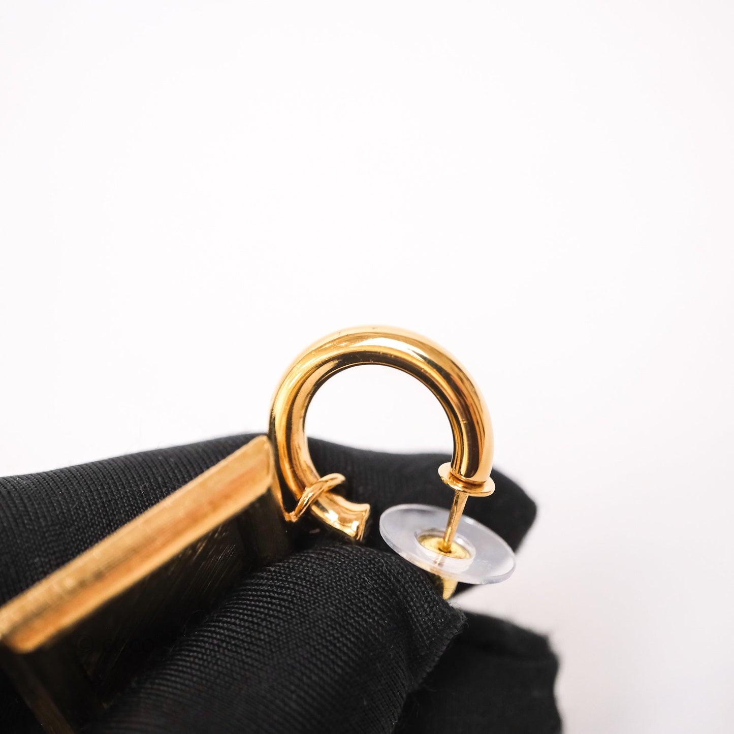 Chanel Drop Square CC Earrings Pink Gold Tone 24S