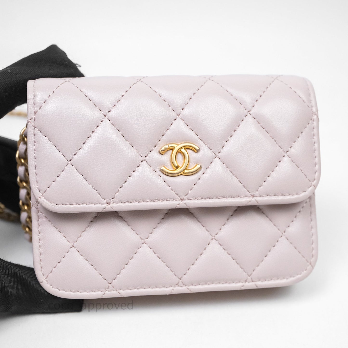 Chanel Pearl Crush Mini Clutch Belt Bag Lilac Lambskin Aged Gold Hardware