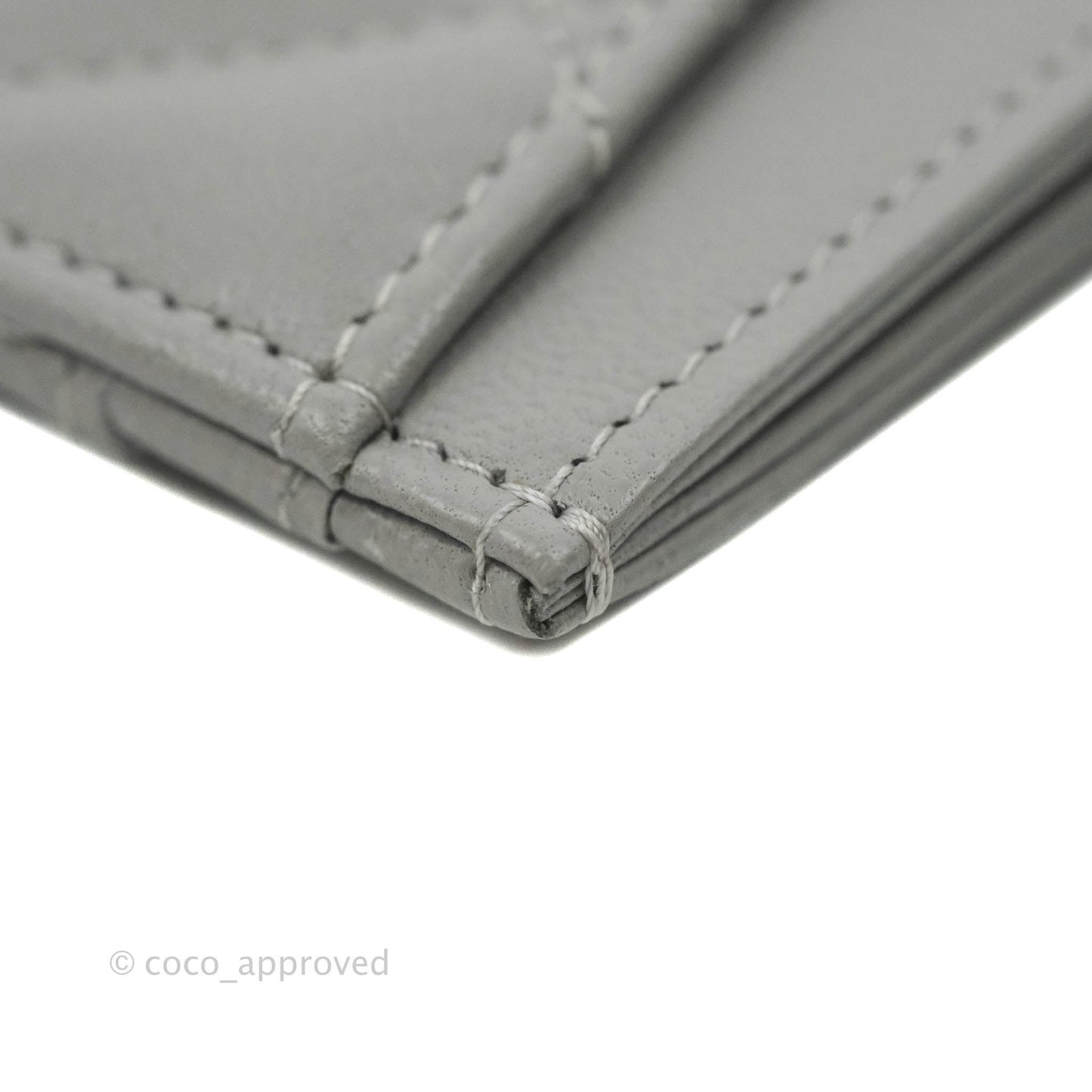 Chanel Classic Flat Card Holder Grey Lambskin Silver Hardware