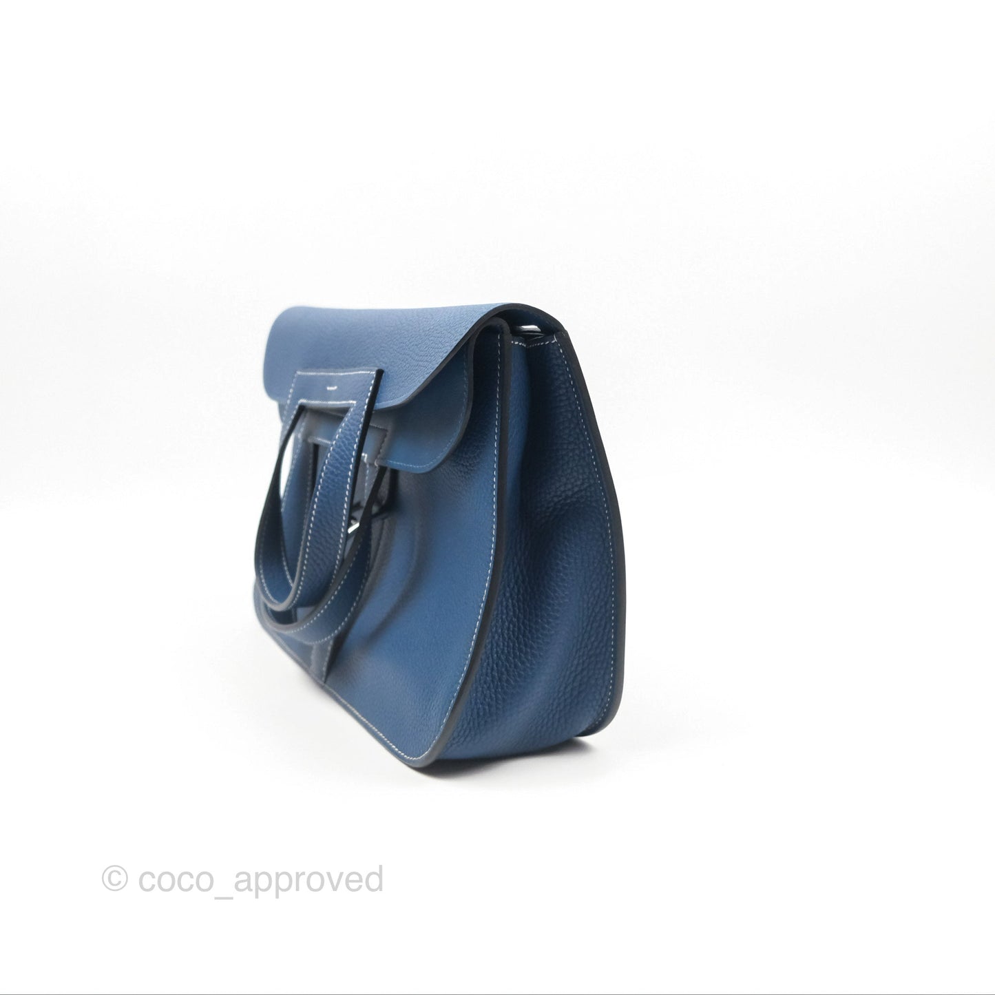 Hermès Halzan 31 Deep Blue S4 Clemence Palladium Hardware