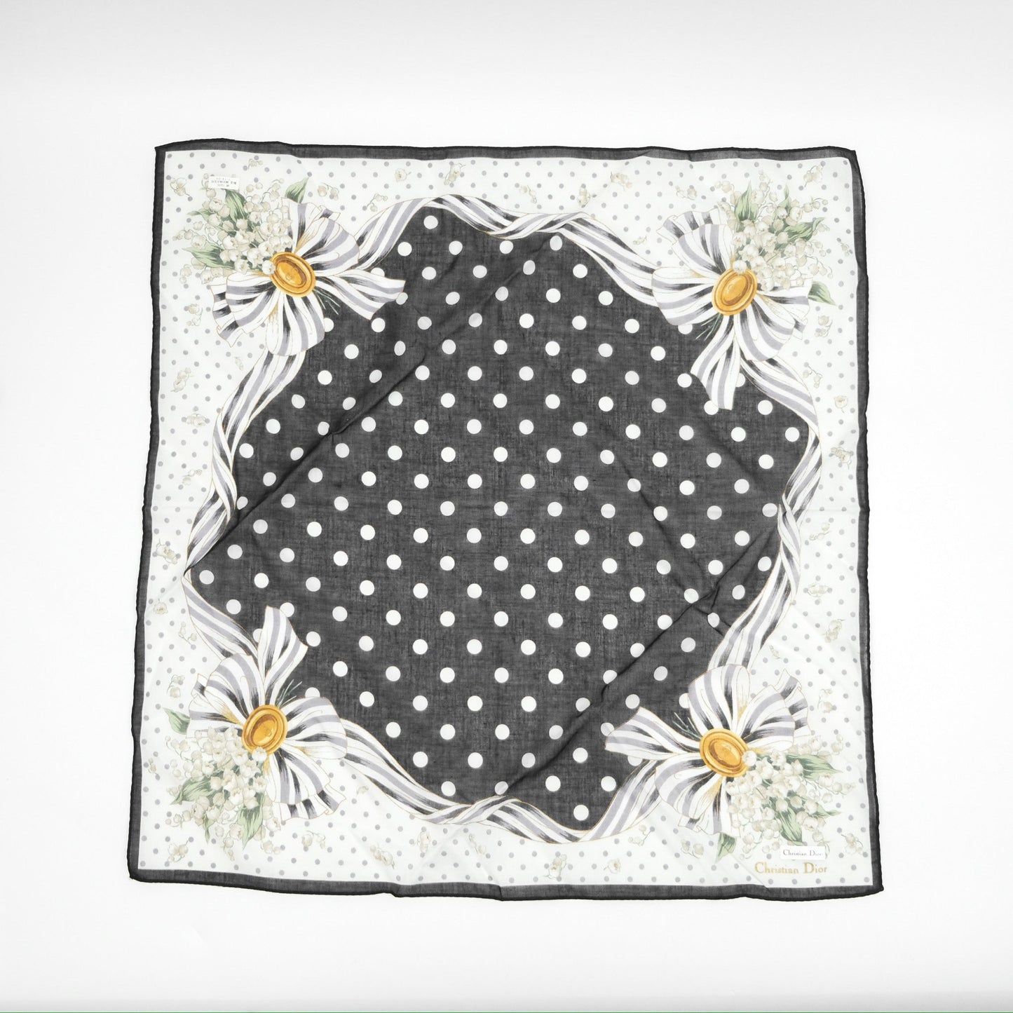 Christian Dior Vintage Scarf Black/ White Cotton
