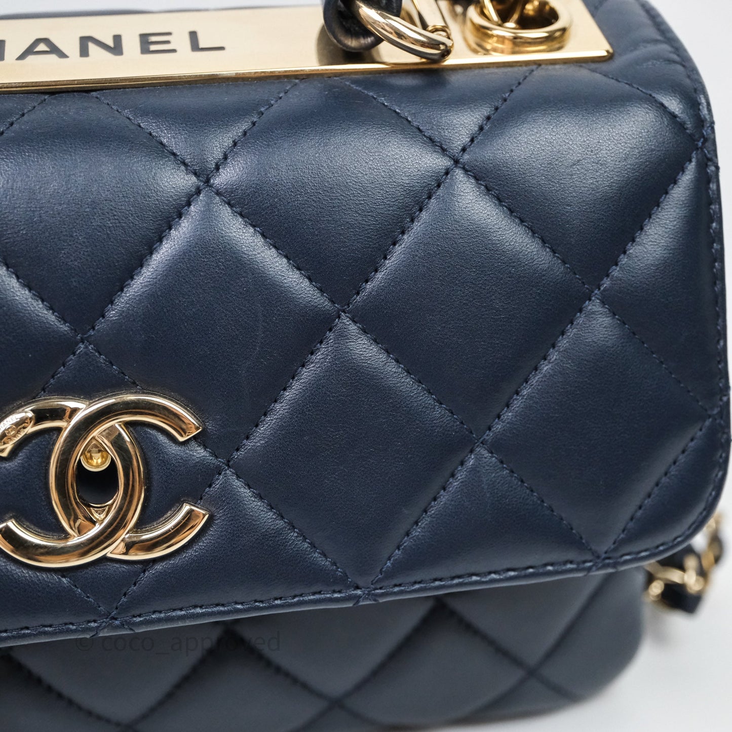 Chanel Small Trendy CC Navy Lambskin Gold Hardware