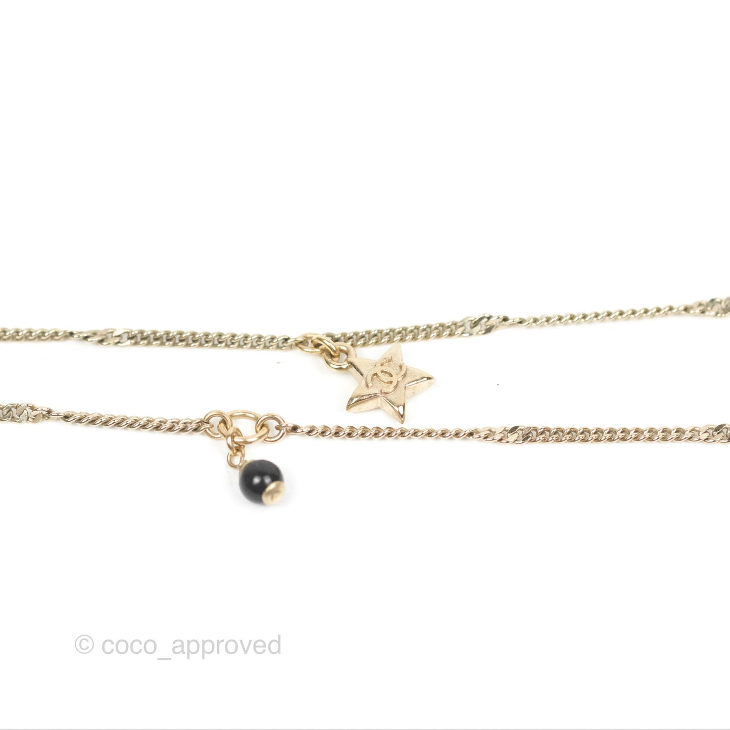 Chanel CC Star Yellow Rhinestone Necklace Gold Tone 21S