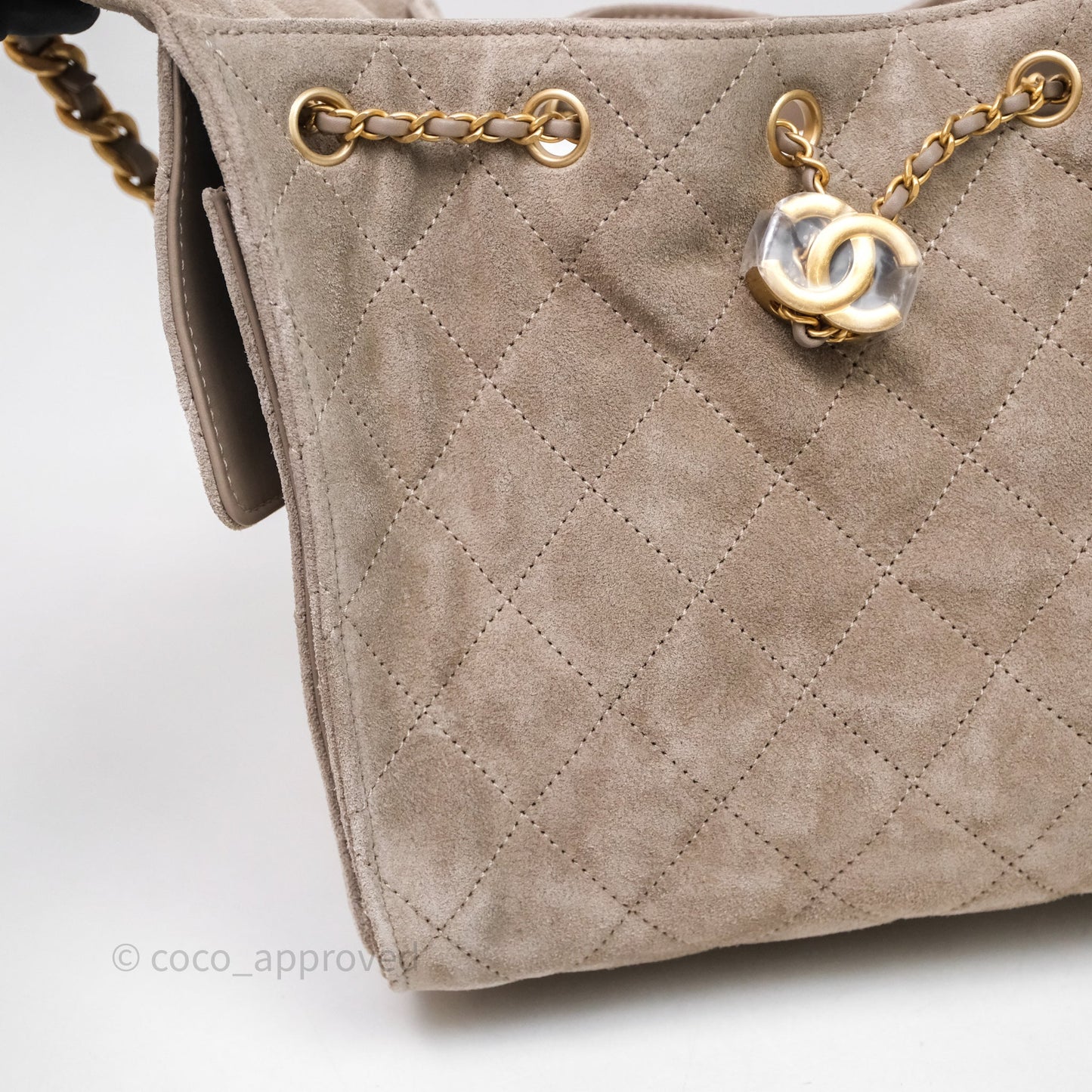 Chanel 25 Small Suede Calfskin Aged Gold Hardware
