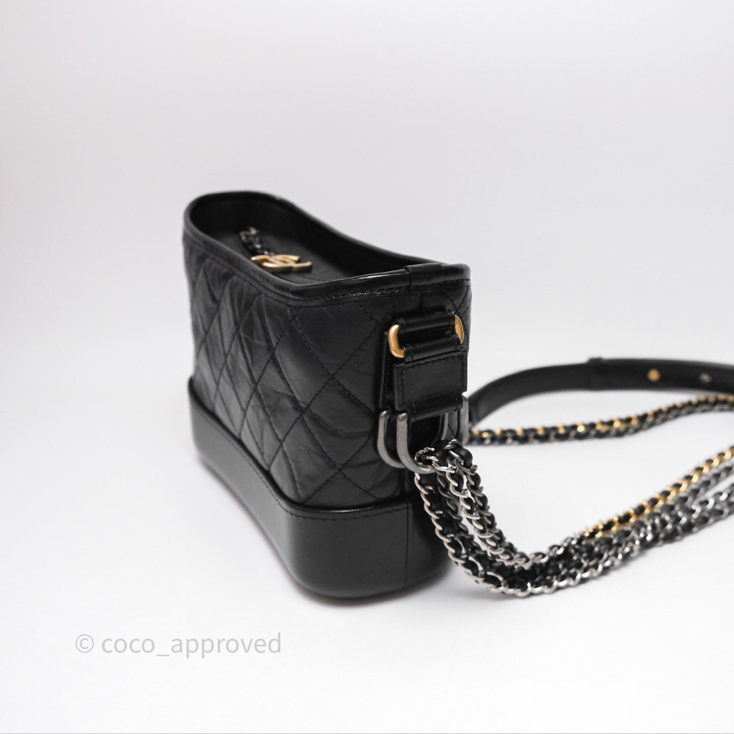 Chanel Small Gabrielle Hobo Quilted Black Aged Calfskin