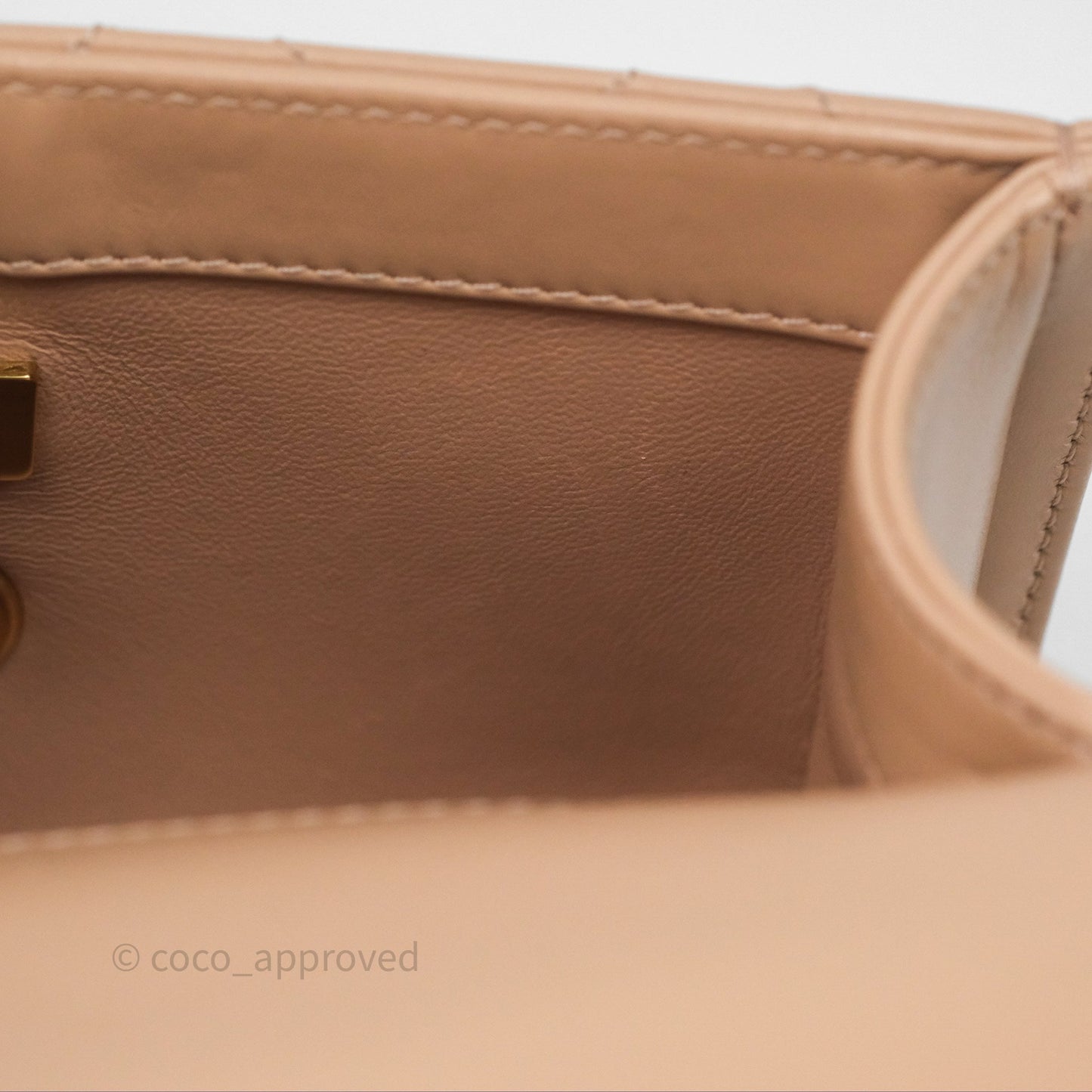 Chanel Quilted Mini Perfect Fit Adjustable Beige Calfskin Gold Hardware