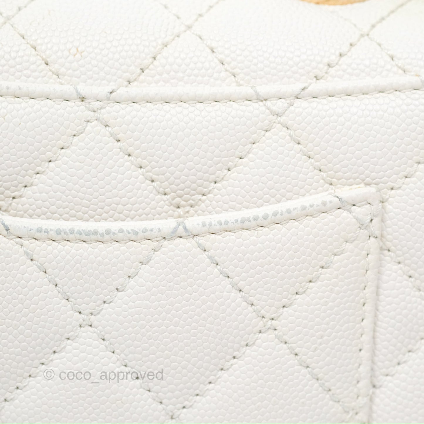 Chanel Extra Mini Quilted Coco Handle White Caviar Gold Hardware