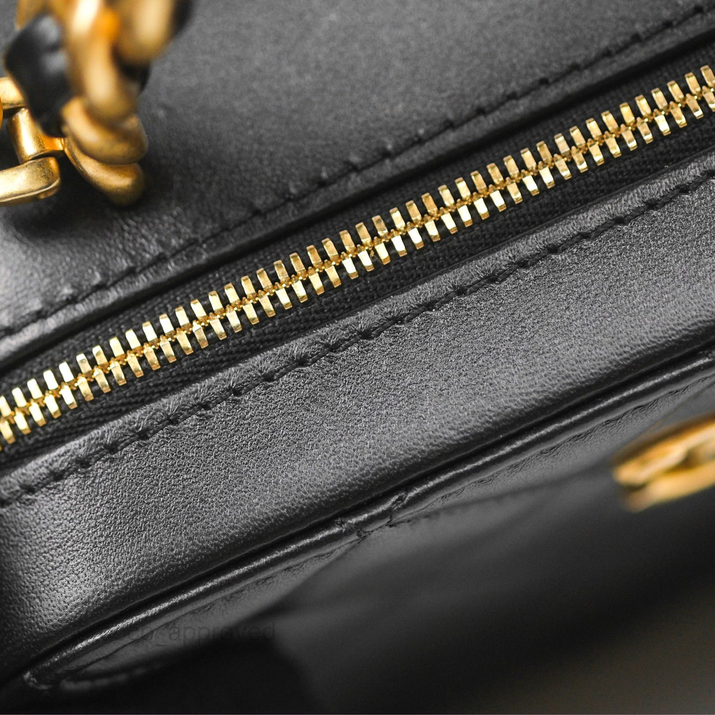 Chanel Top Handle Vanity Case Black Lambskin Aged Gold Hardware 22A