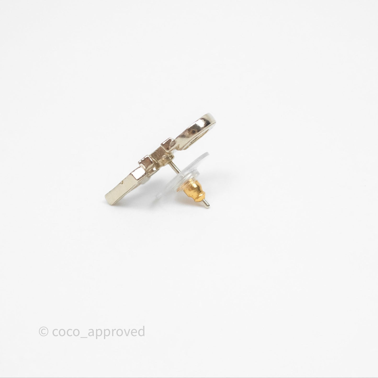 Chanel Logo CHA-NEL Crystal Earrings Gold Tone 20B
