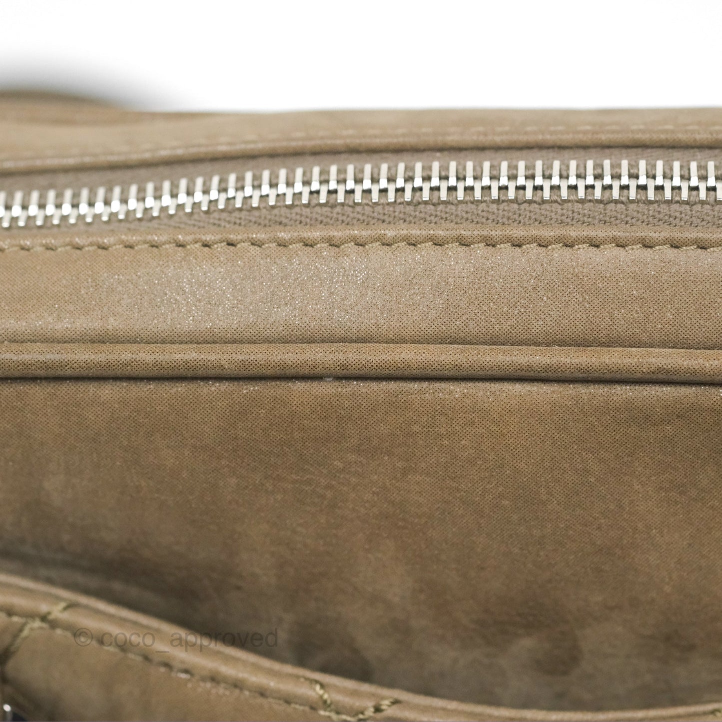 Chanel Quilted Camera Case Bag Iridescent Taupe Calfskin Silver Hardware