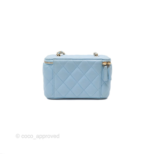 Chanel Classic Vanity With Chain Blue Caviar Gold Hardware
