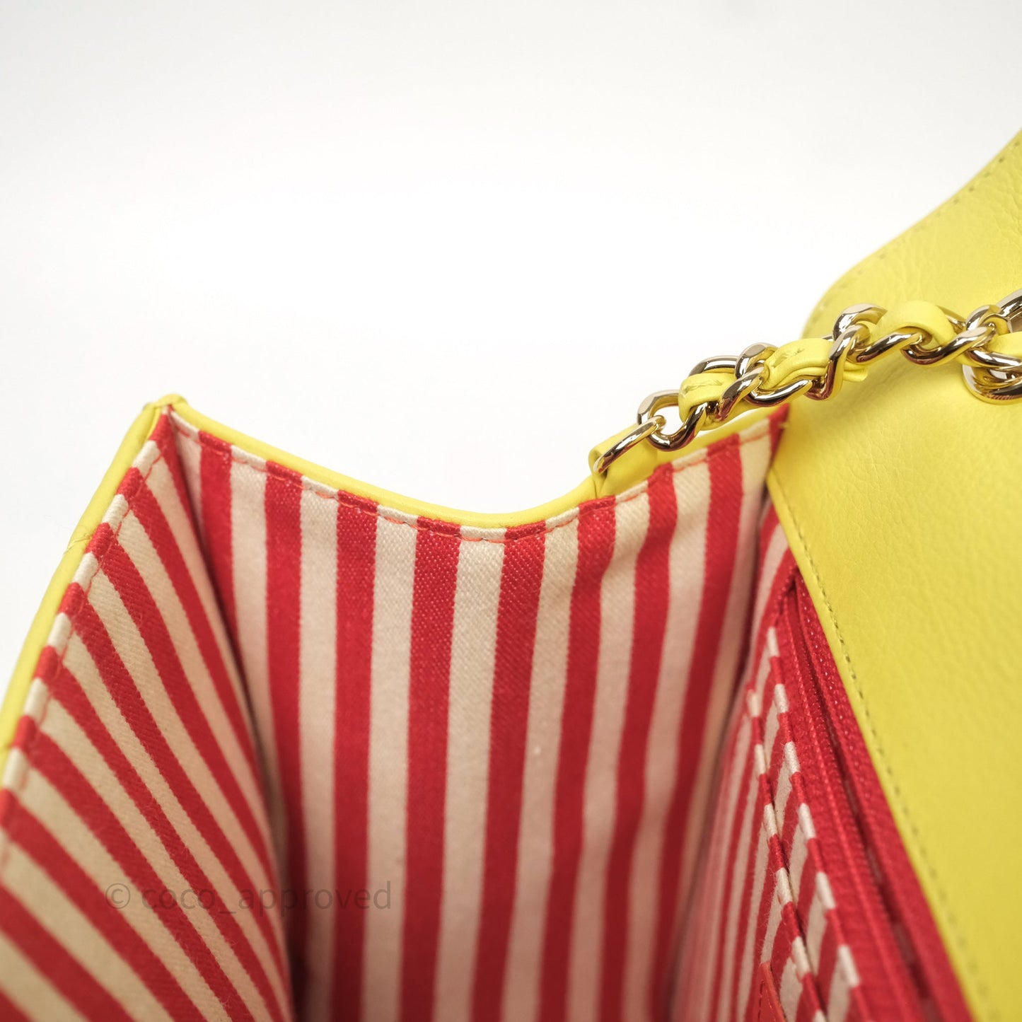 Chanel Chevron Square Envelope Flap Bag Yellow Calfskin Gold Hardware 19C