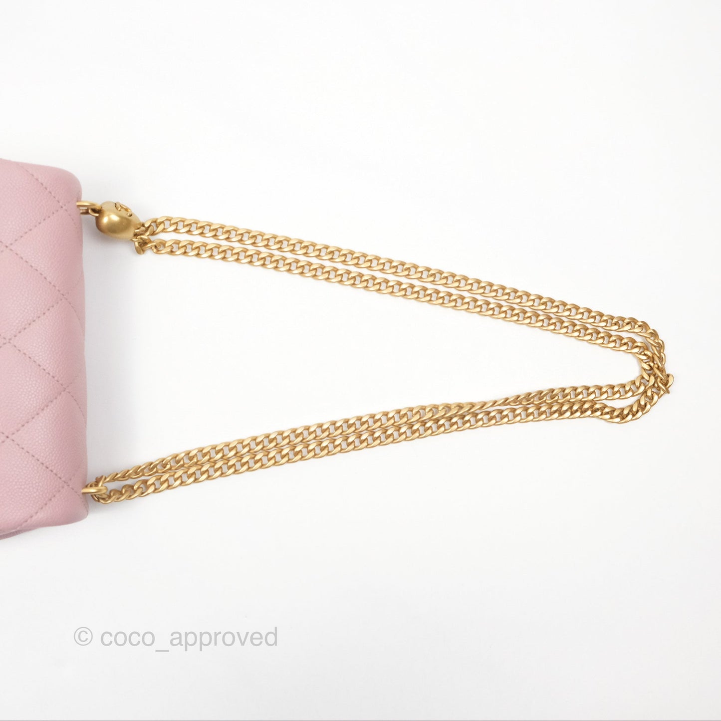 Chanel Mini Flap Bag Heart Adjustable Chain Dusty Pink Caviar Aged Gold Hardware