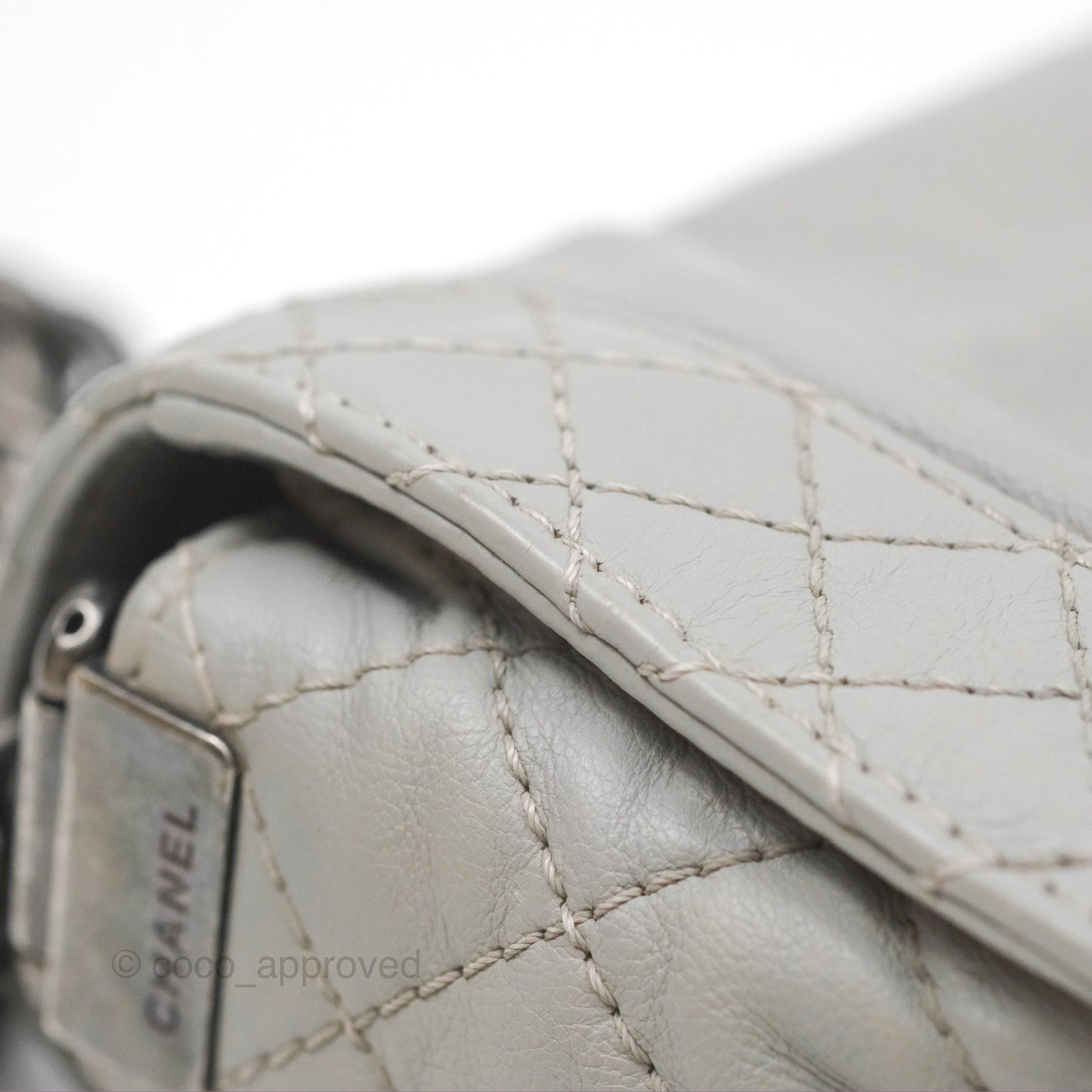 Chanel Medium Boy Reverso Flap Light Grey Calfskin Ruthenium Hardware