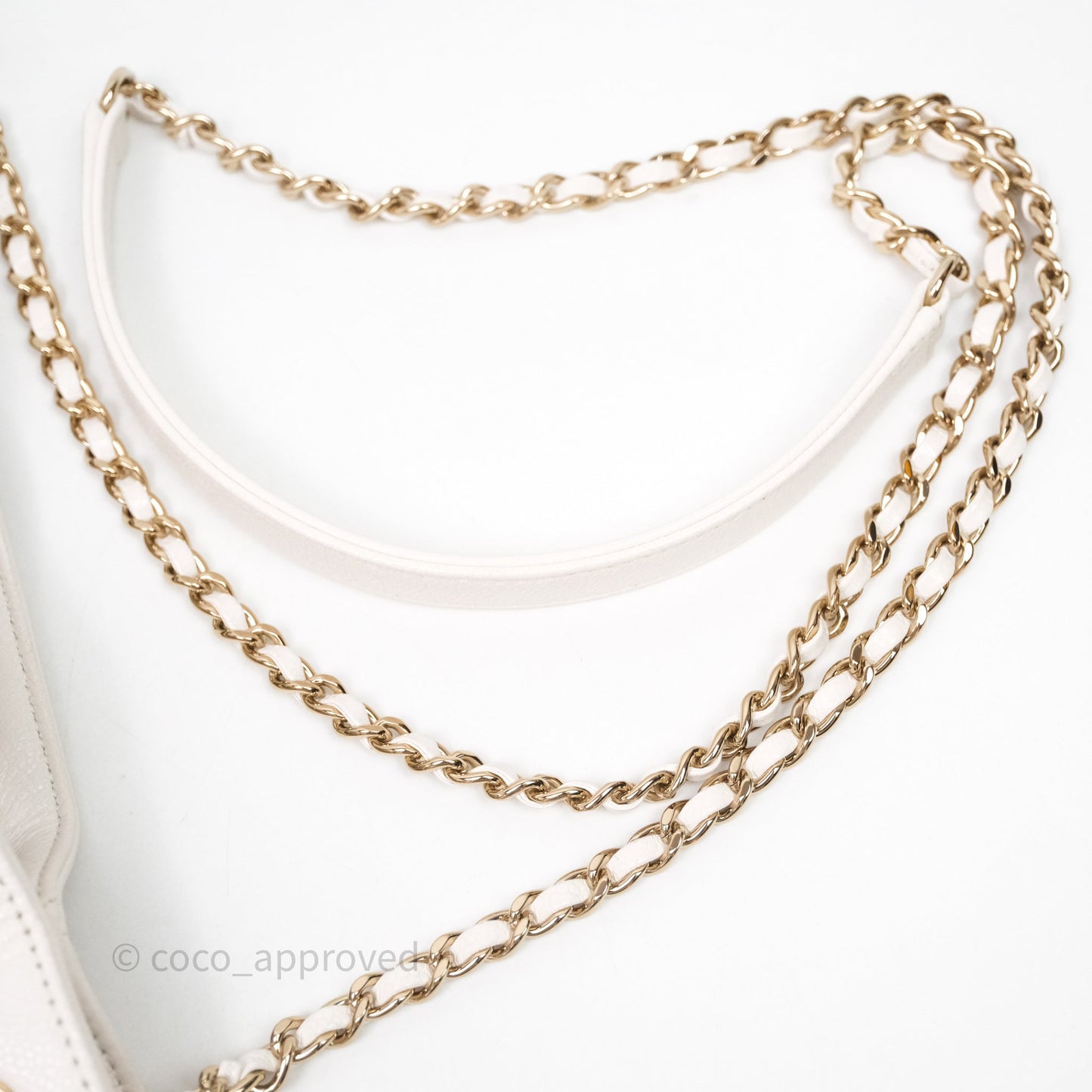 Chanel Business Affinity Drawstring Bucket Bag White Caviar Gold Hardware