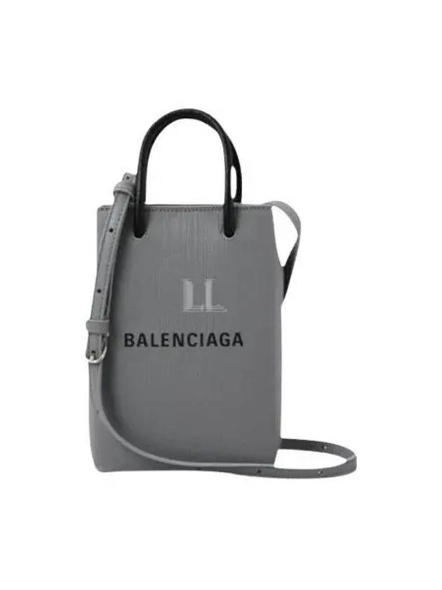 Luxury Balenciaga Logo Print Phone Holder Small Cross Bag Grey