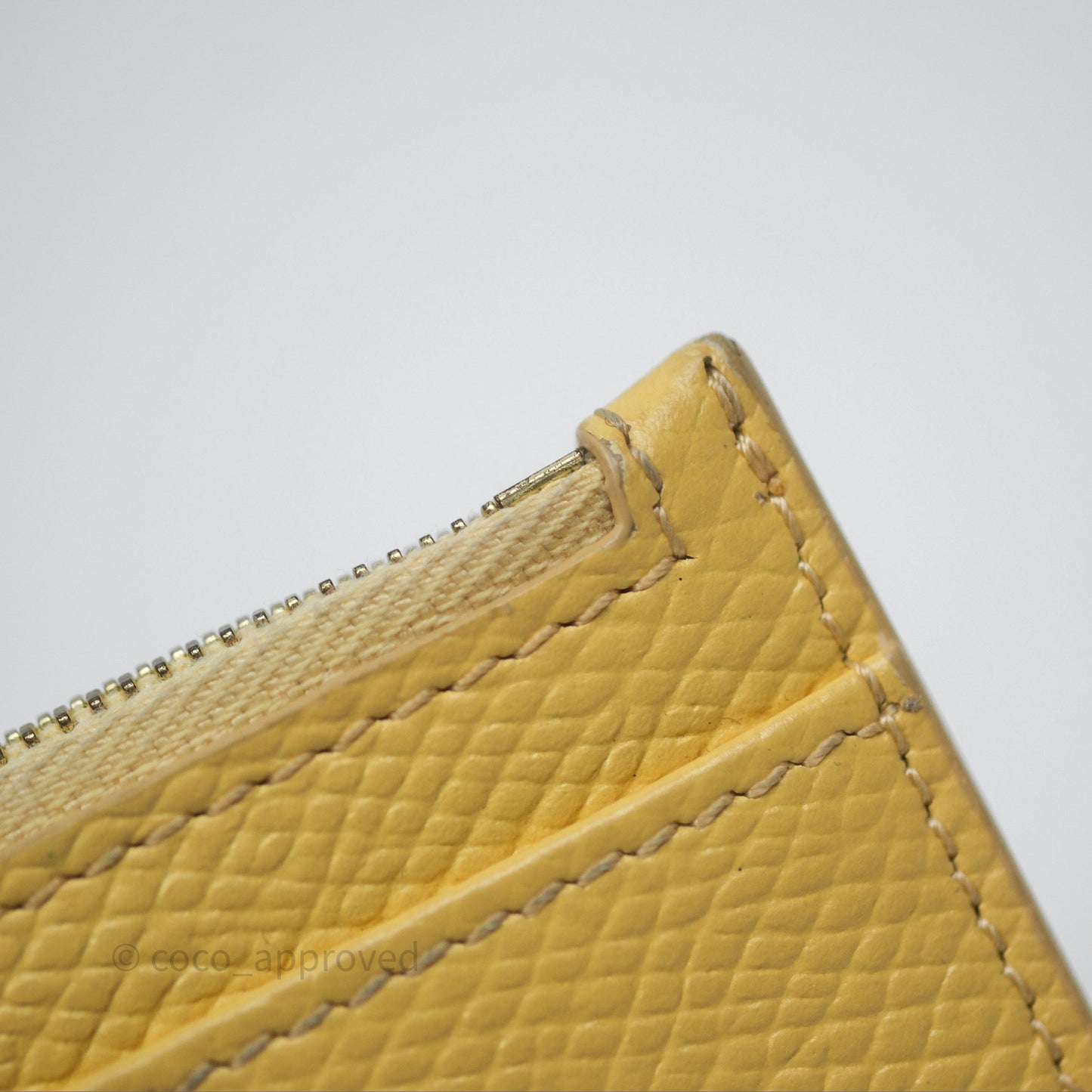 Celine Zipped Card Holder in Grained Calfskin Yellow