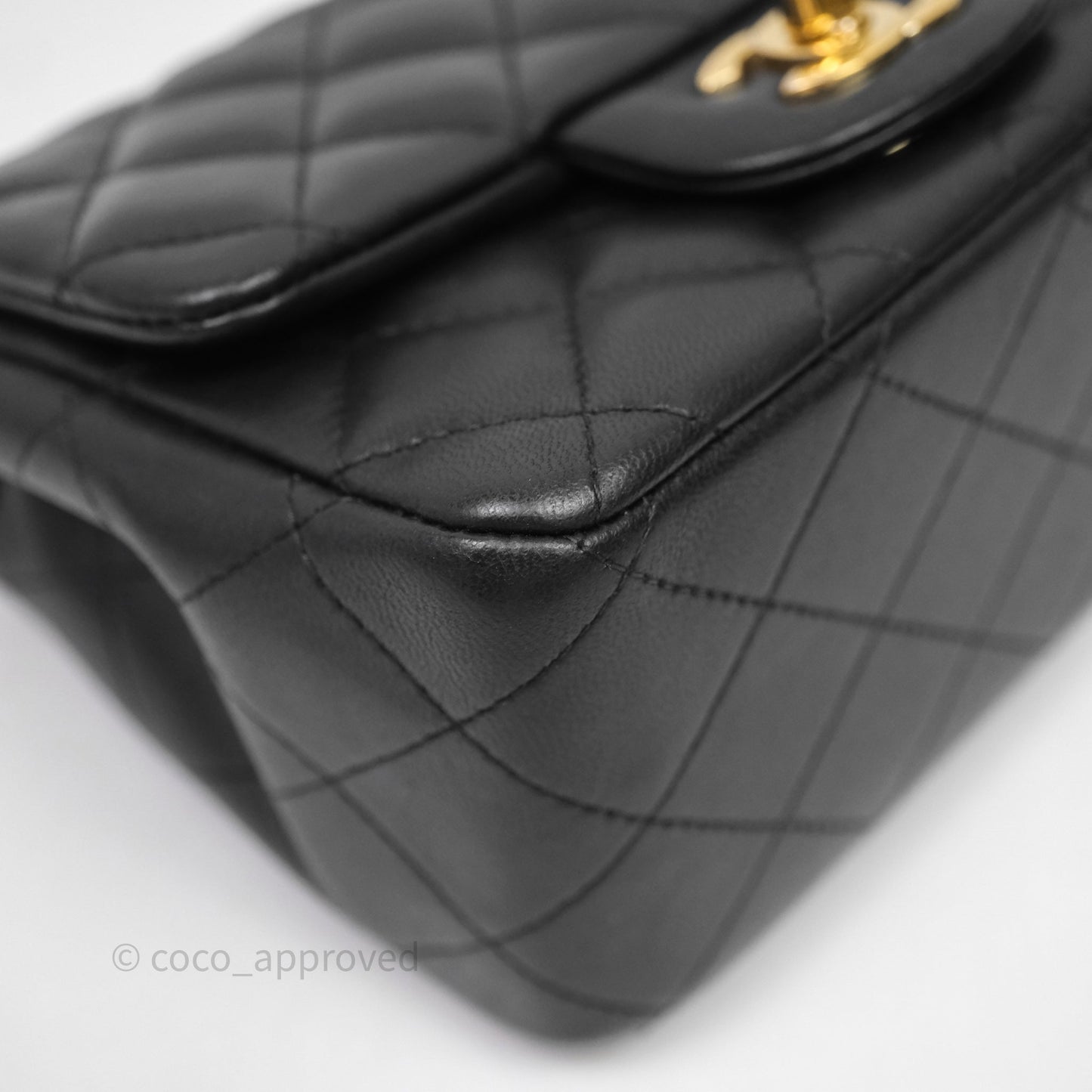 Chanel Mini Square Quilted Black Lambskin Gold Hardware
