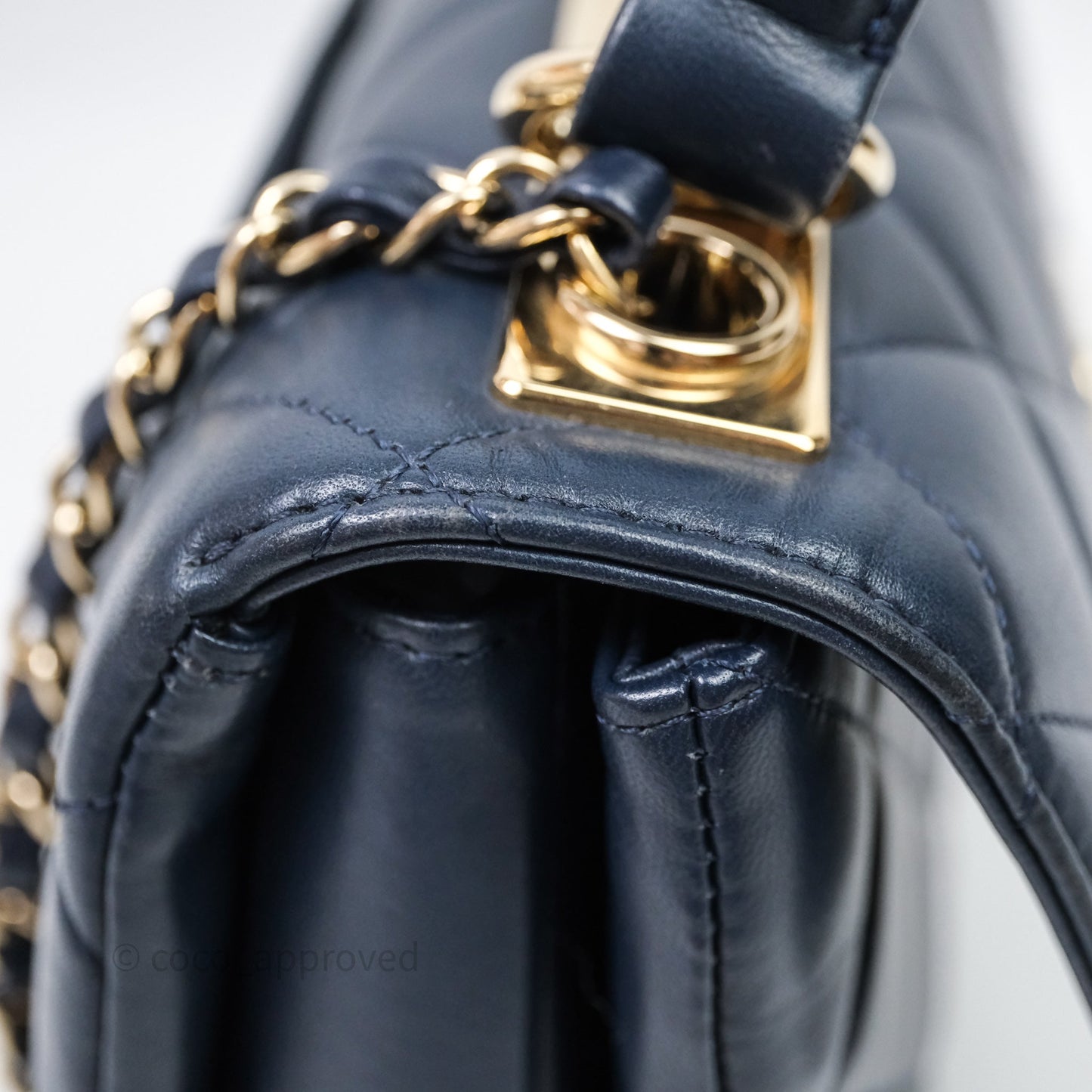 Chanel Small Trendy CC Navy Lambskin Gold Hardware