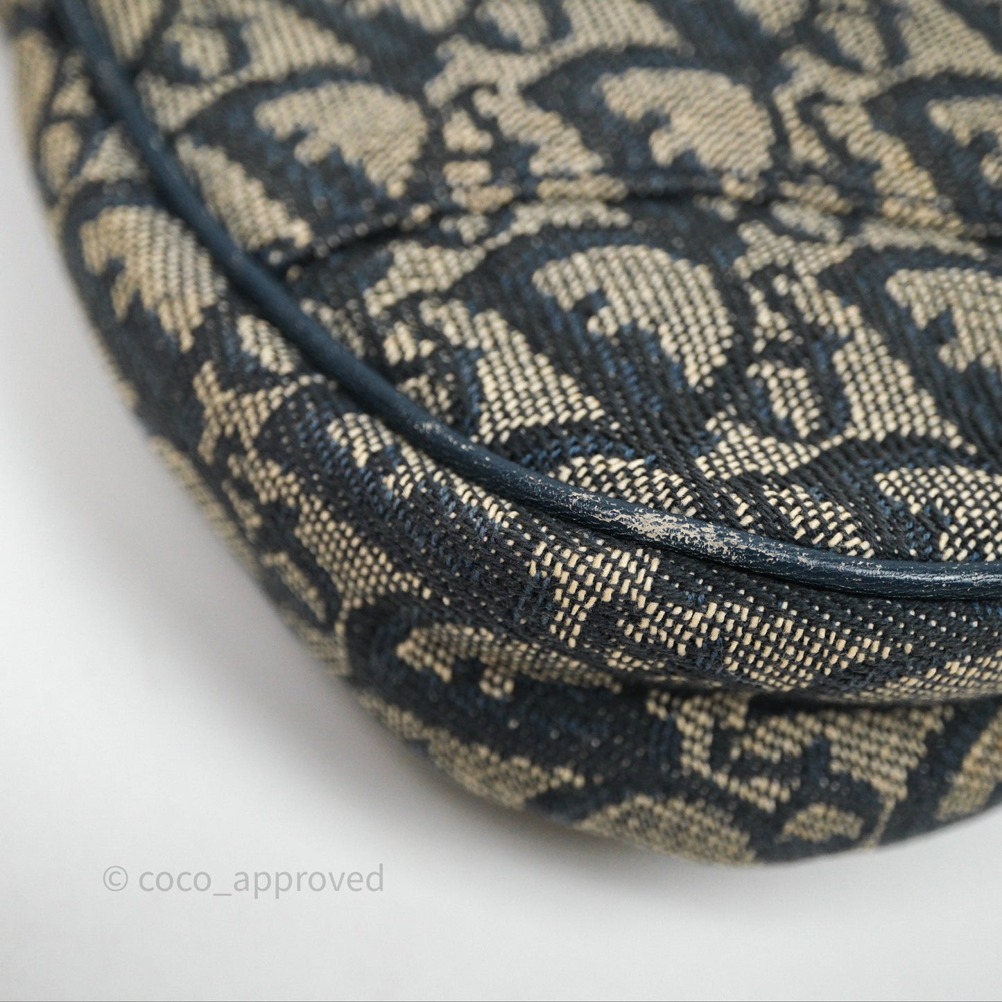 Christian Dior Vintage Mini Saddle Bag Blue Oblique Jacquard