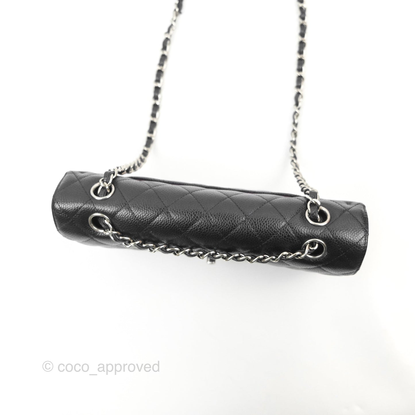 Chanel Classic M/L Medium Flap Quilted Black Caviar Silver Hardware