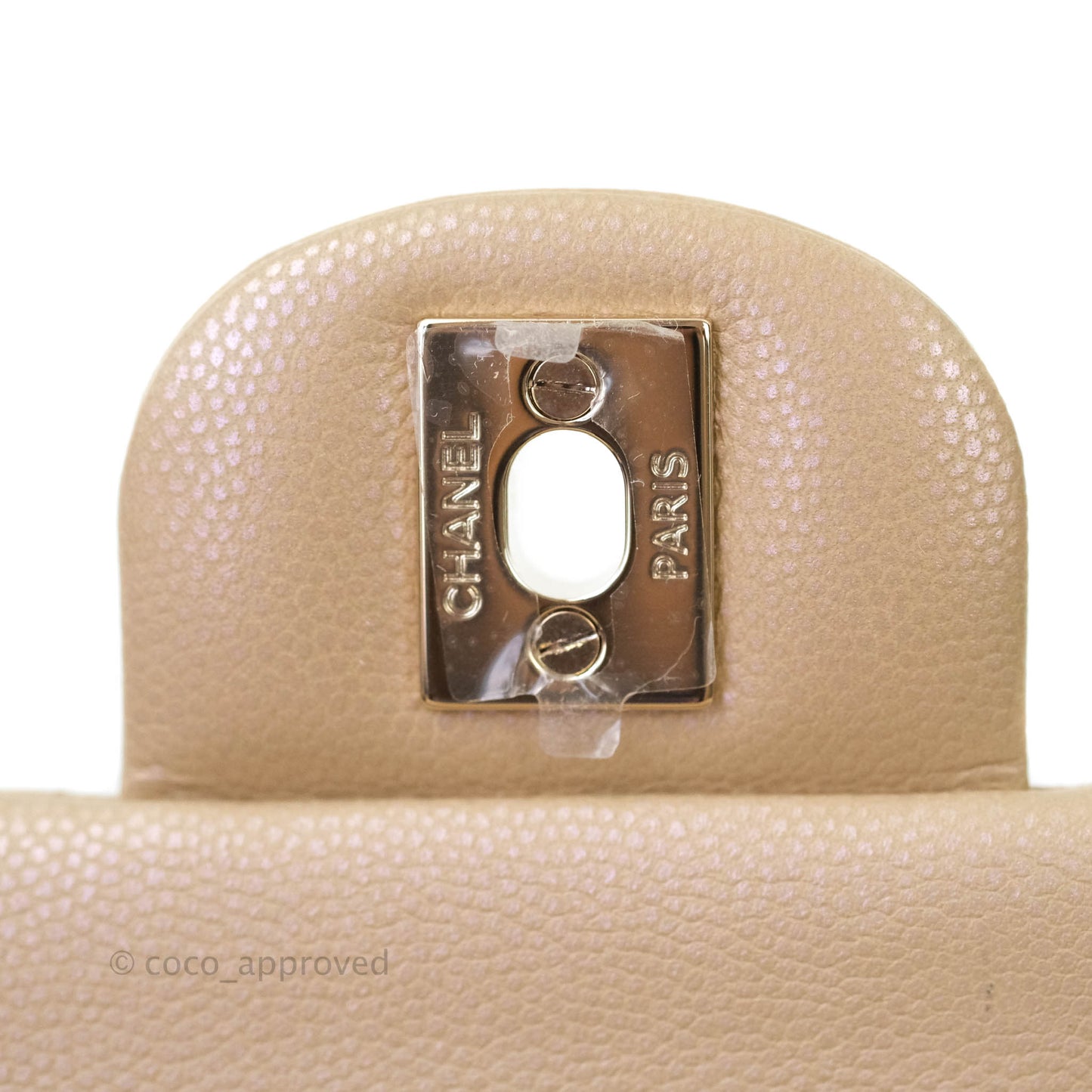 Chanel M/L Medium Double Flap Bag Iridescent Dark Beige Caviar Gold Hardware 21S
