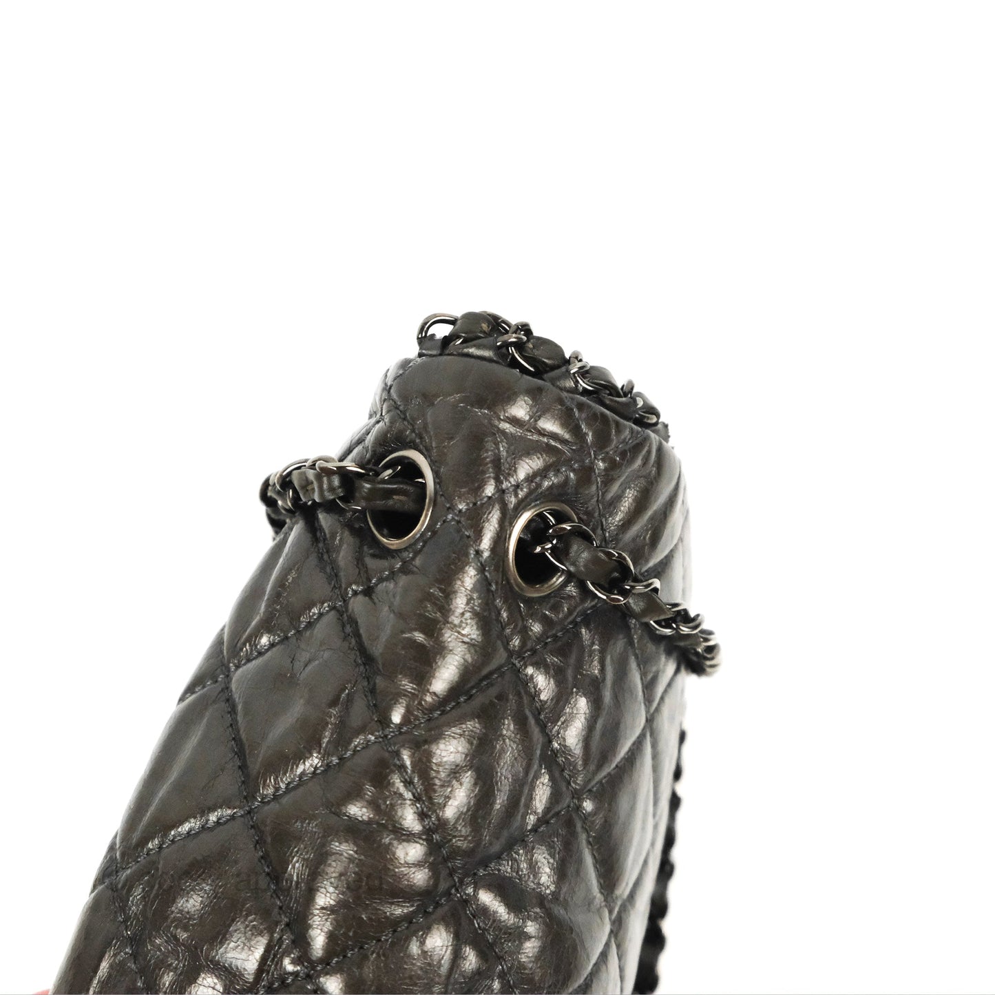 Chanel Medium Chain Me Flap Bag Metallic Dark Grey Calfskin Gun Metal
