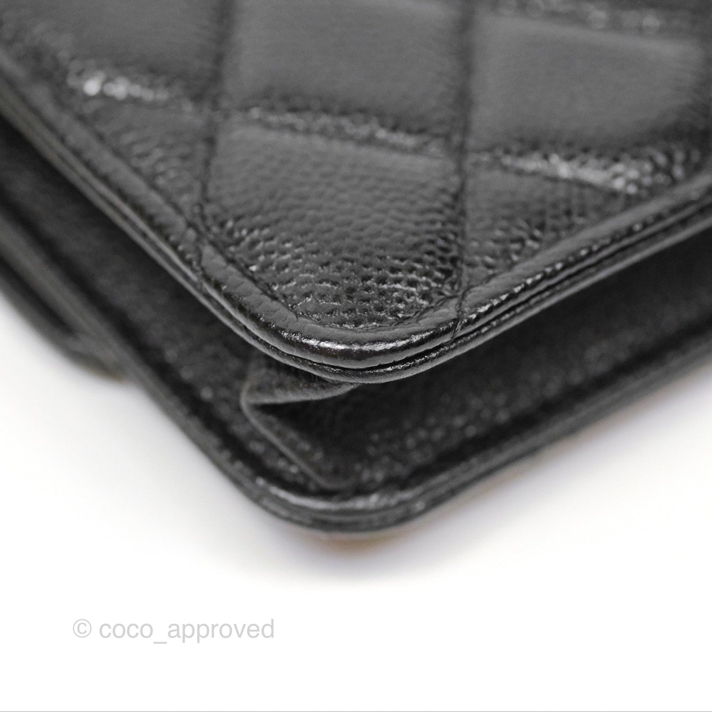 Chanel Miss Coco Clutch With Chain Quilted Black Caviar Gold Hardware