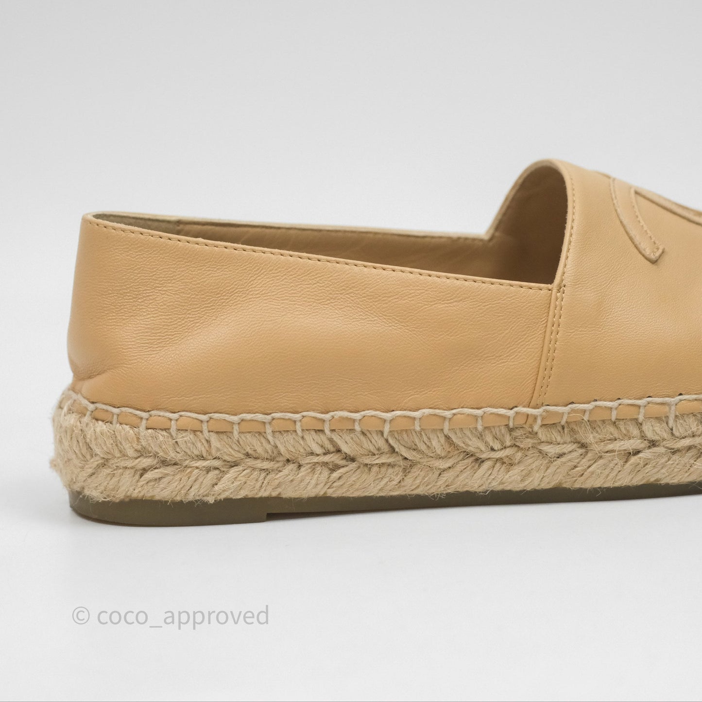 Chanel CC Espadrilles Beige Black Lambskin Size 38