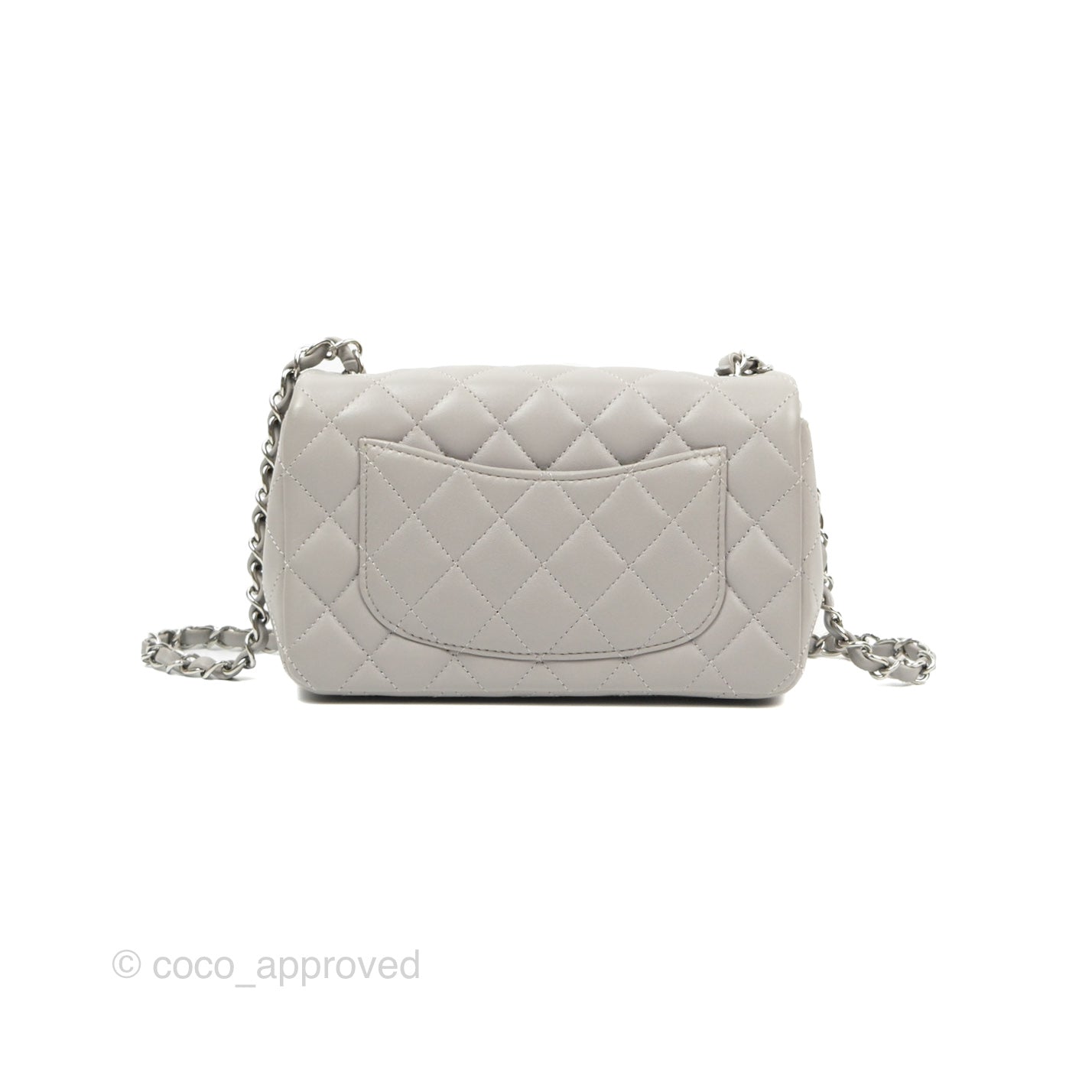 Chanel Quilted Mini Rectangular Grey Lambskin Silver Hardware