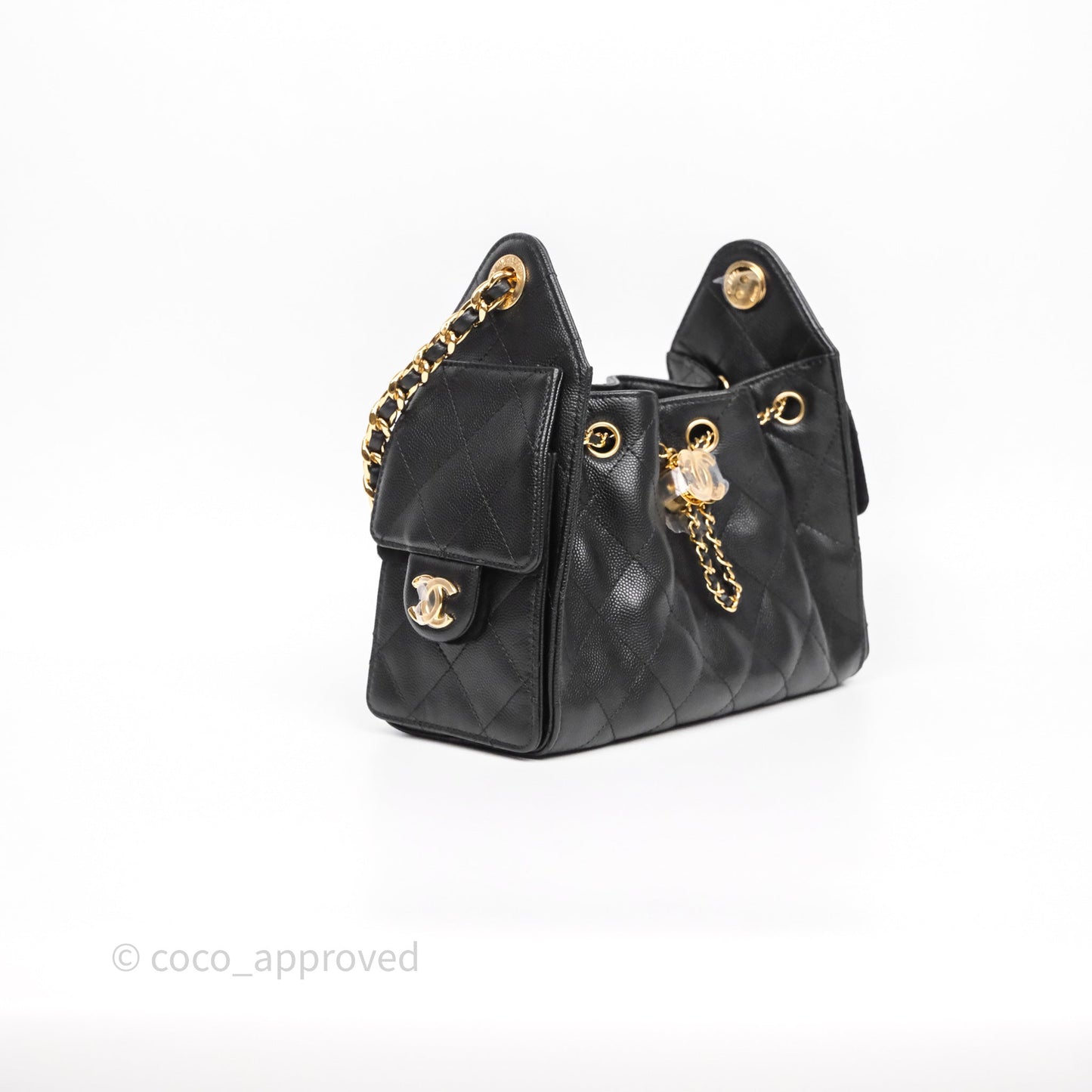 Chanel 25 Mini Bag Black Caviar Gold Hardware