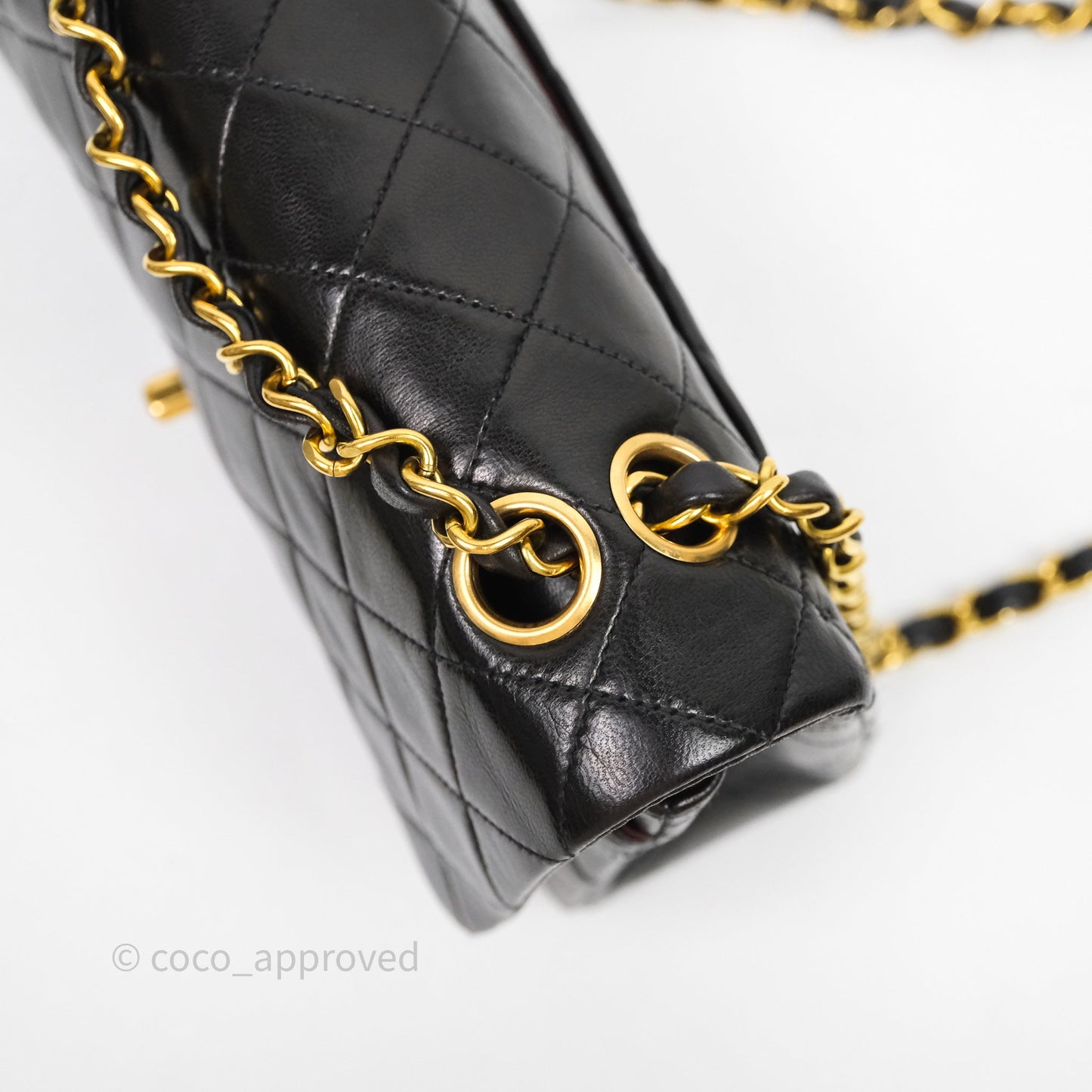 Chanel Vintage Classic Small Flap Bag Black Lambskin 24K Gold Hardware