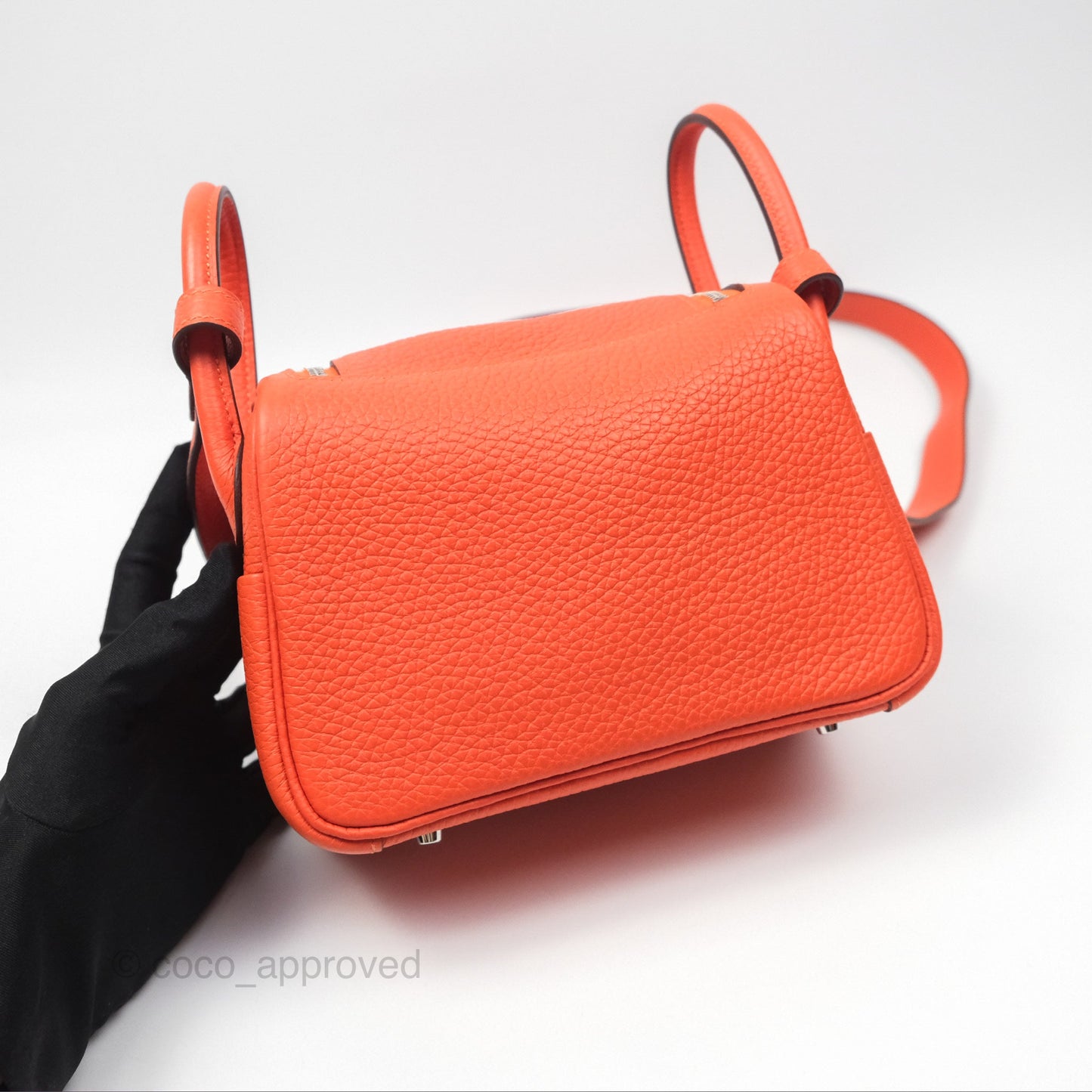 Hermès Mini Lindy 20 Orange Poppy 8V Clemence Palladium Hardware