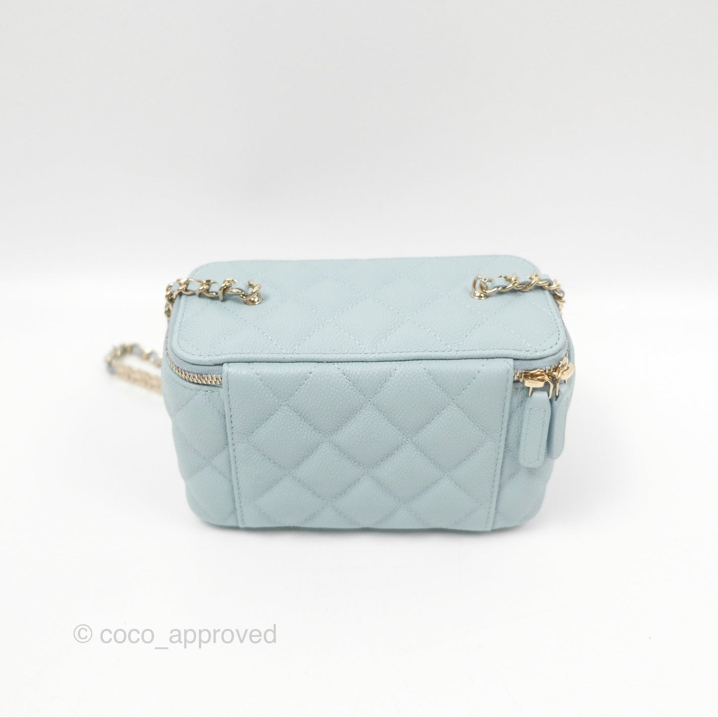 Chanel Vanity with CC Chain Light Blue Caviar Gold Hardware
