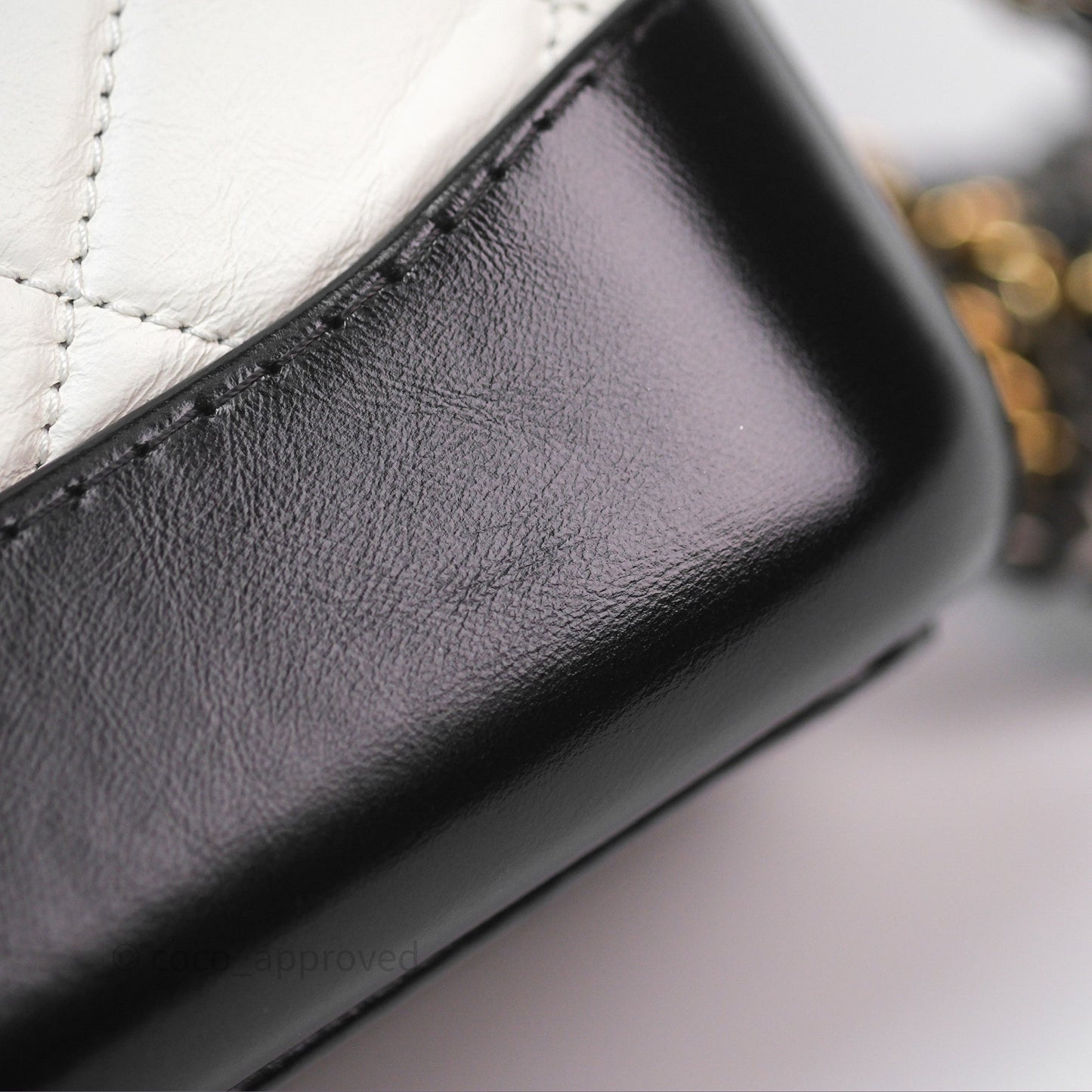 Chanel Small Gabrielle Hobo Quilted Black White Aged Calfskin