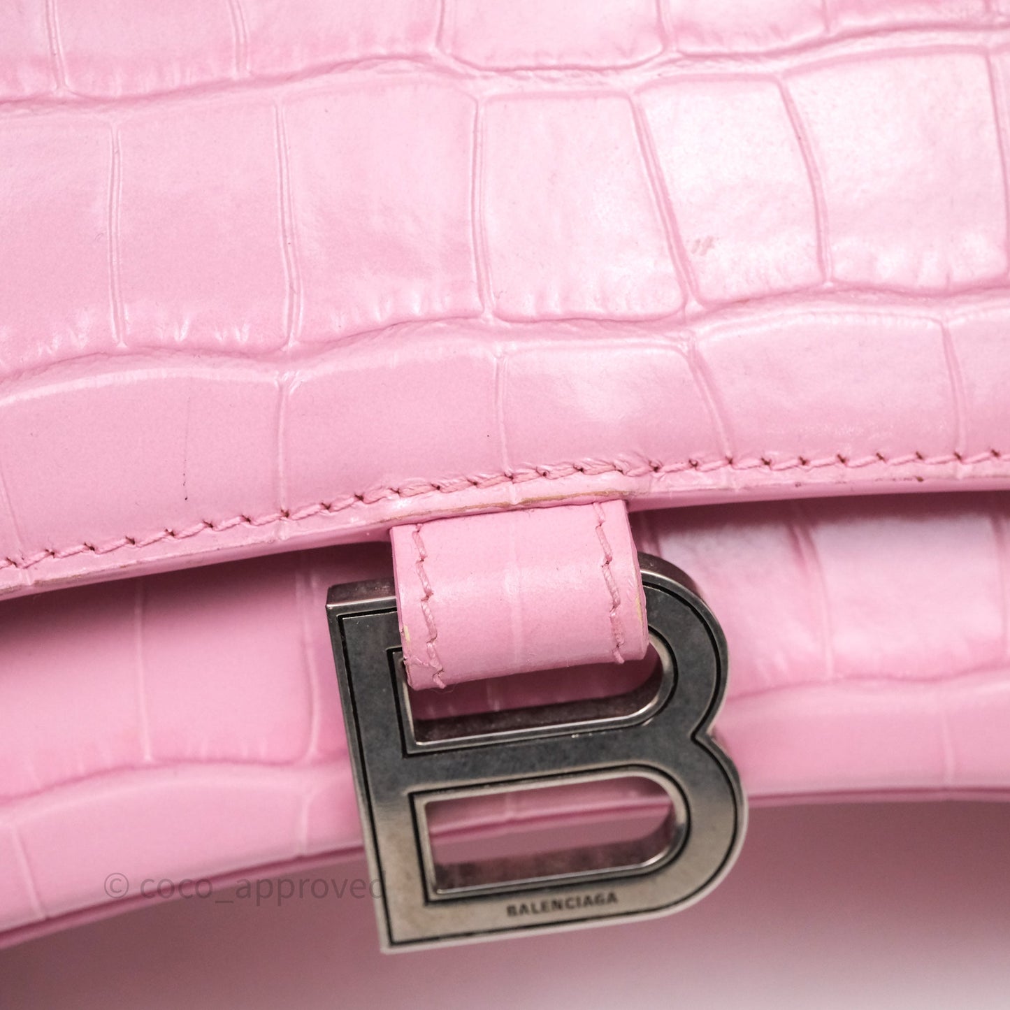 Balenciaga Small Hourglass Embossed Bag Pink