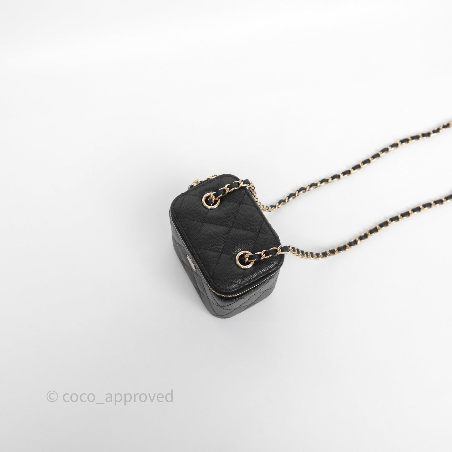 Chanel Mini Vanity With Chain Black Caviar Gold Hardware