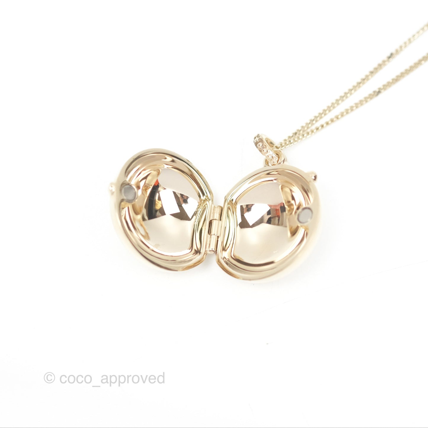 Chanel CC Sphere Locket Necklace Gold Tone 21S