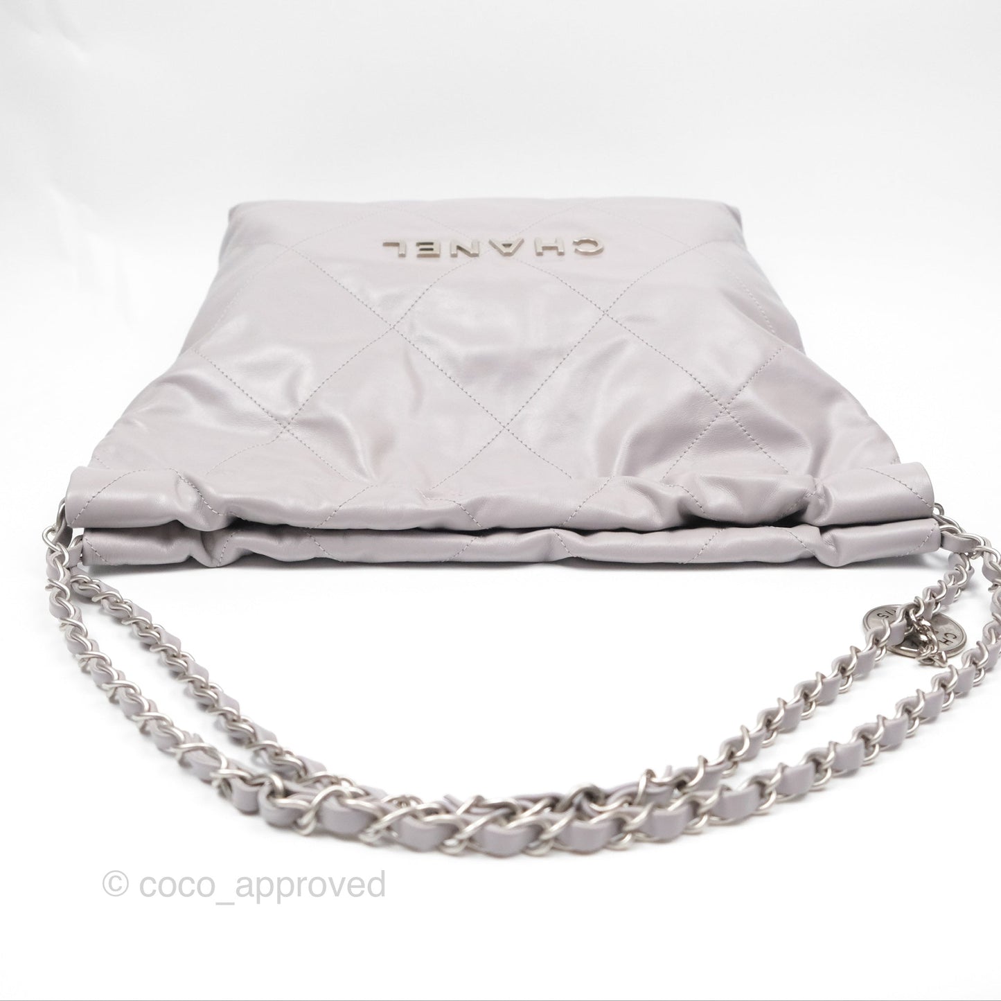 Chanel 22 Small Grey Aged Calfskin Matte Silver Hardware
