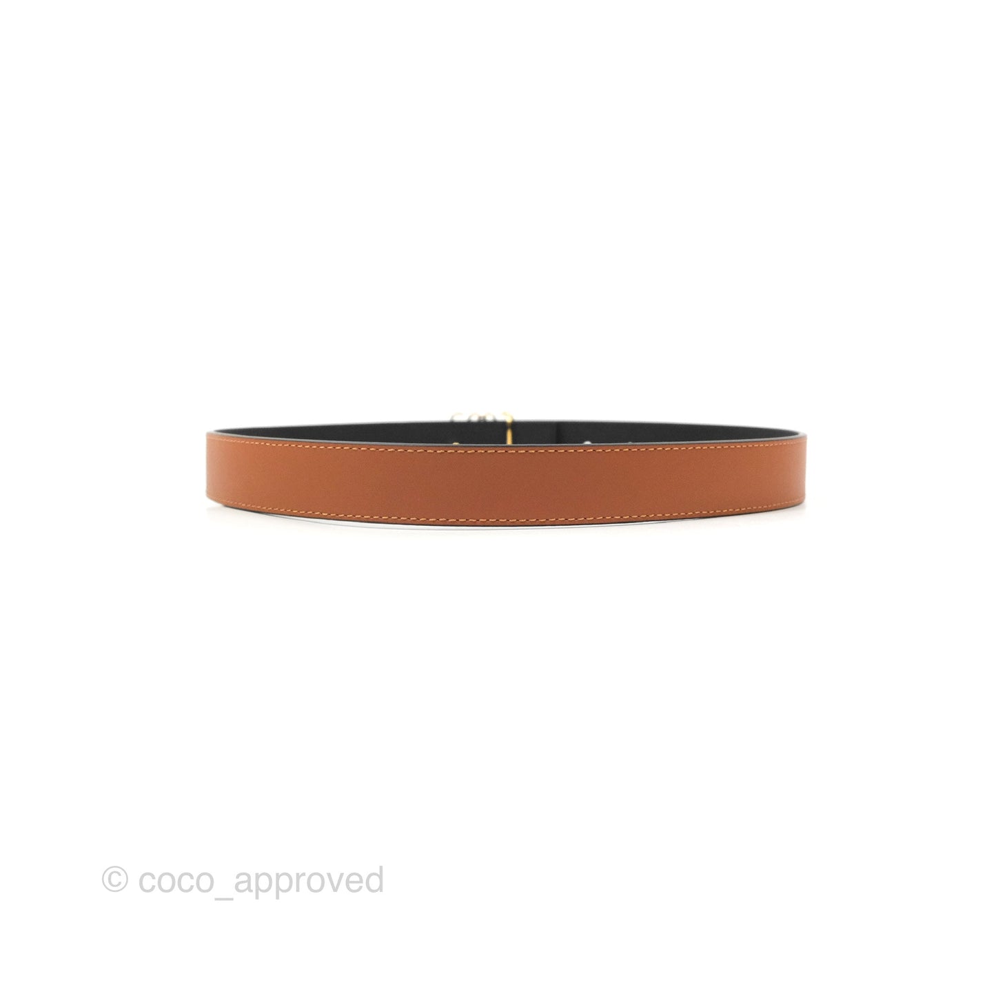 Loewe Anagram Buckle Tan Black Calfskin Reversible Belt Size 75
