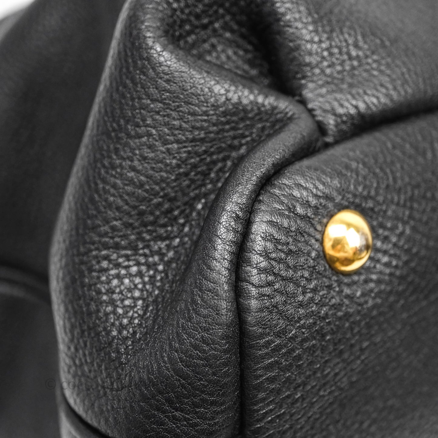 Miu Miu Vitello Tote Bag Black Gold Hardware